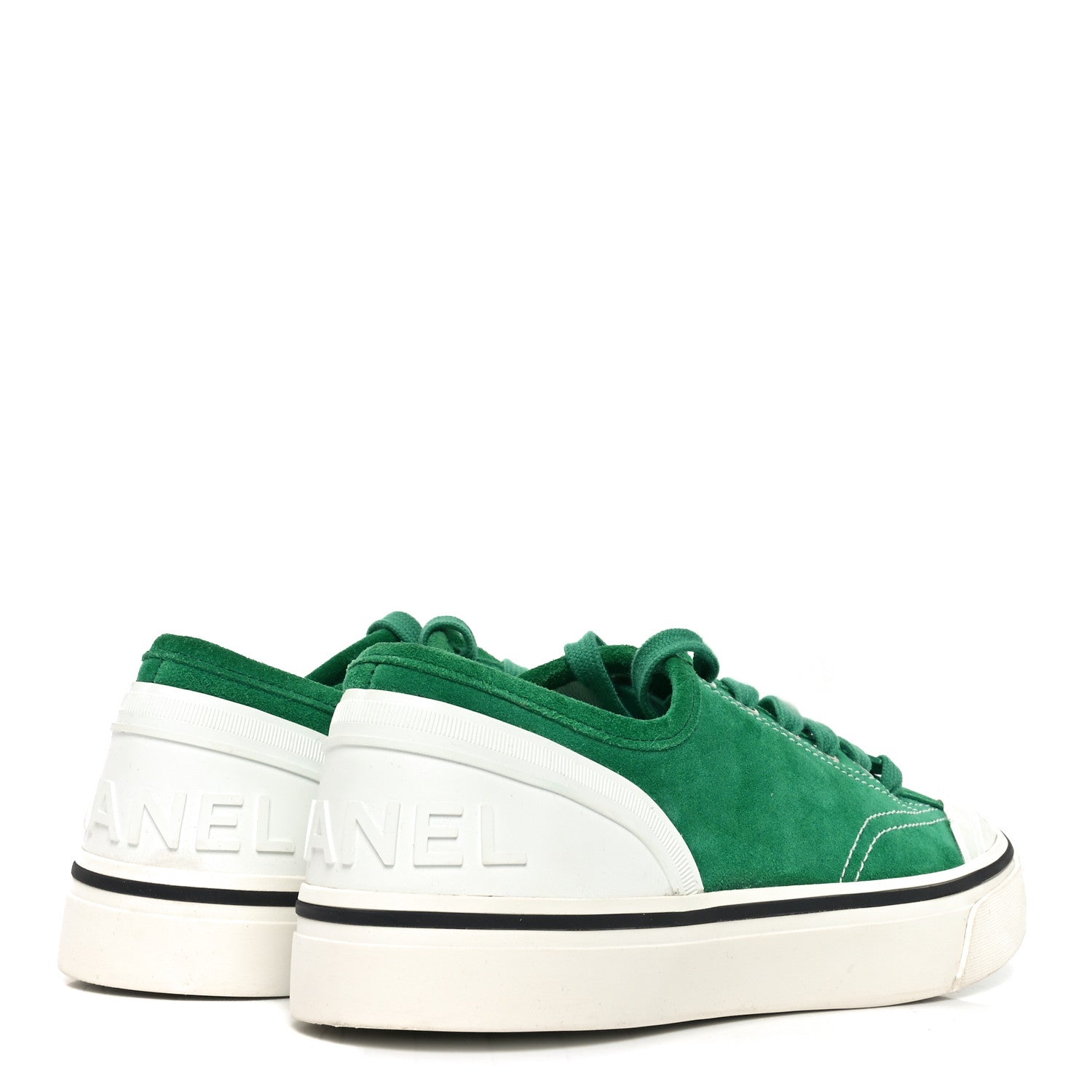 Suede Calfskin Lace Up Cap Toe Sneakers 39.5 Green