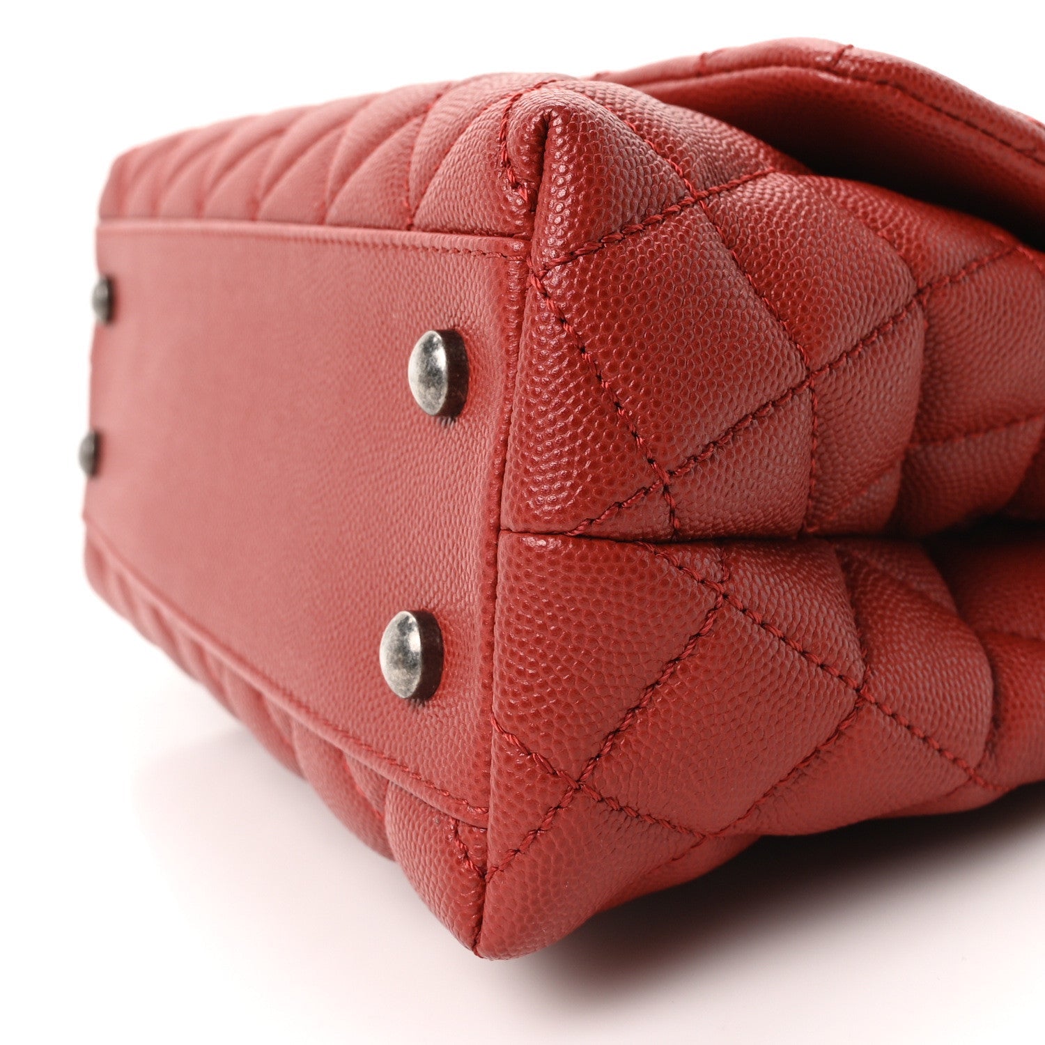 Caviar Quilted Mini Coco Handle Flap Red