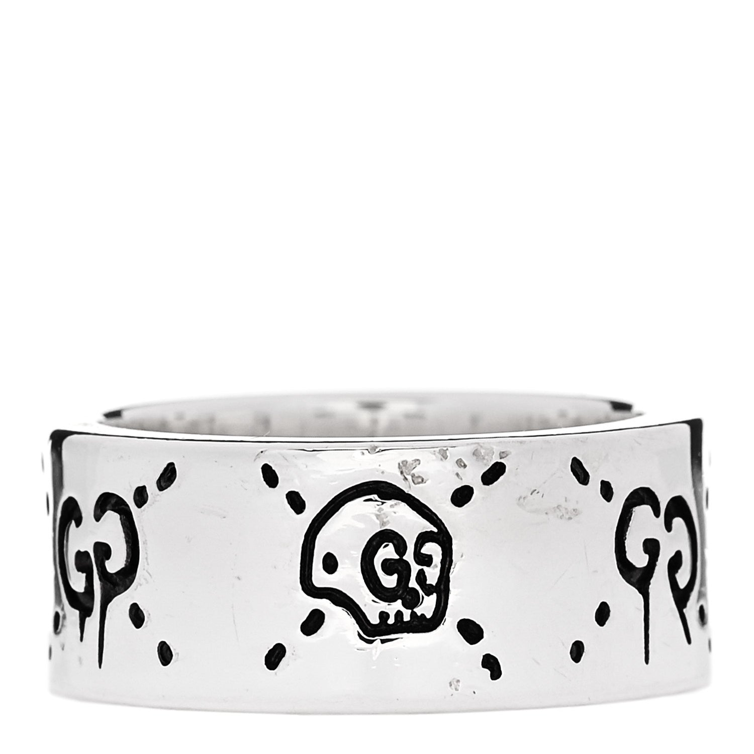 Sterling Silver GucciGhost Hamlet Skull Band Ring 53 6.5