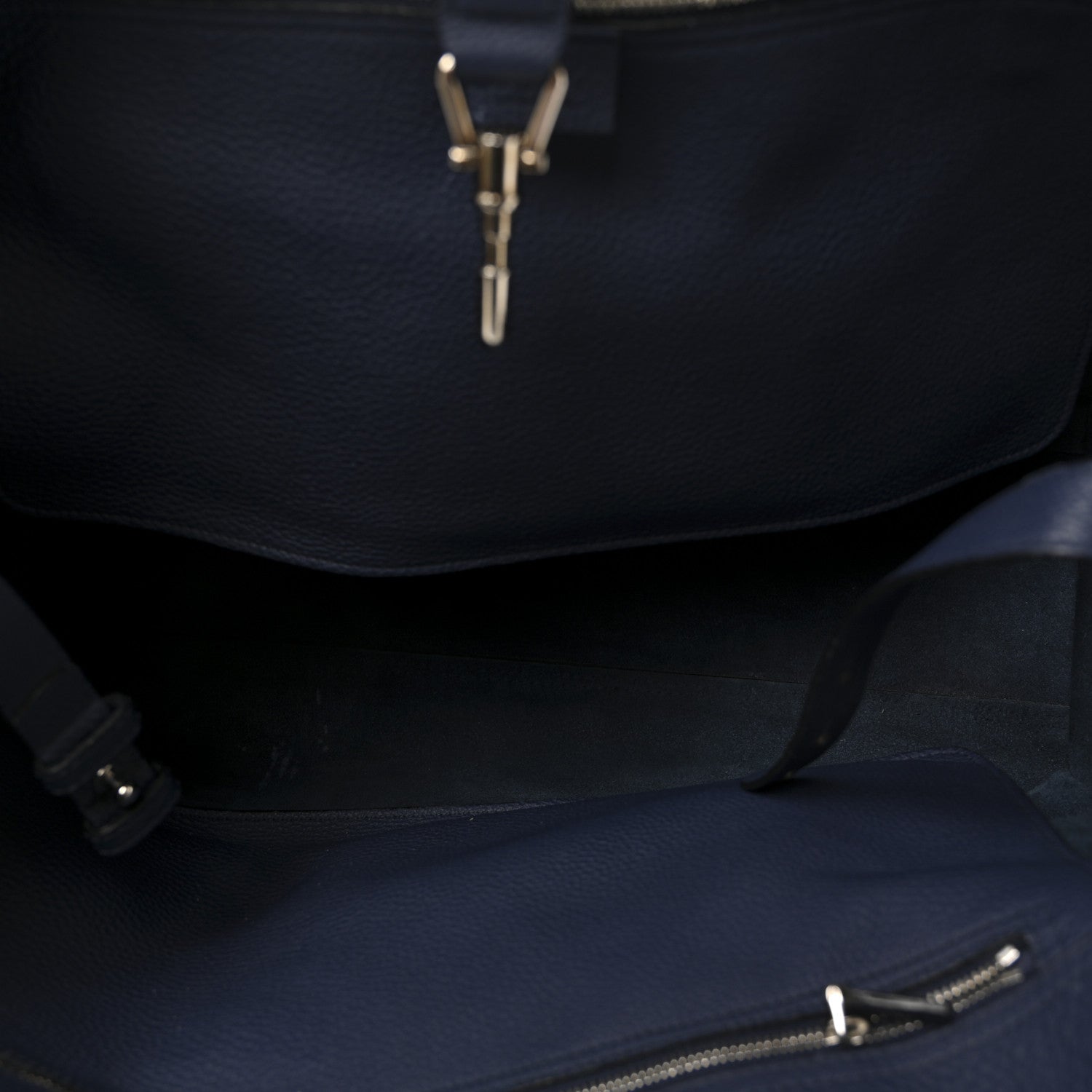 Soft Calfskin Medium Jackie Top Handle Bag Classic Blue Marine