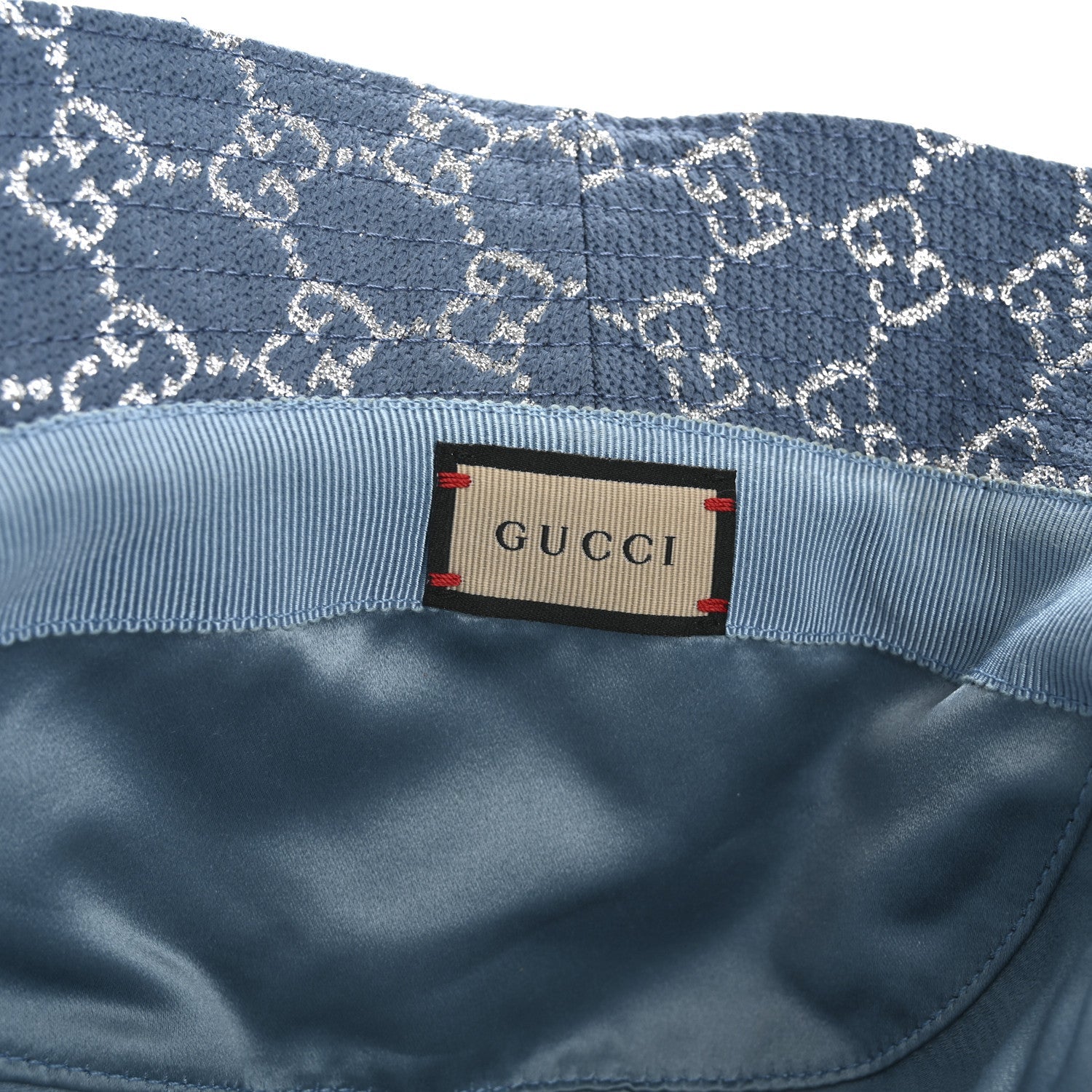 Canvas Lame GG Monogram Bucket Hat S Light Blue Silver
