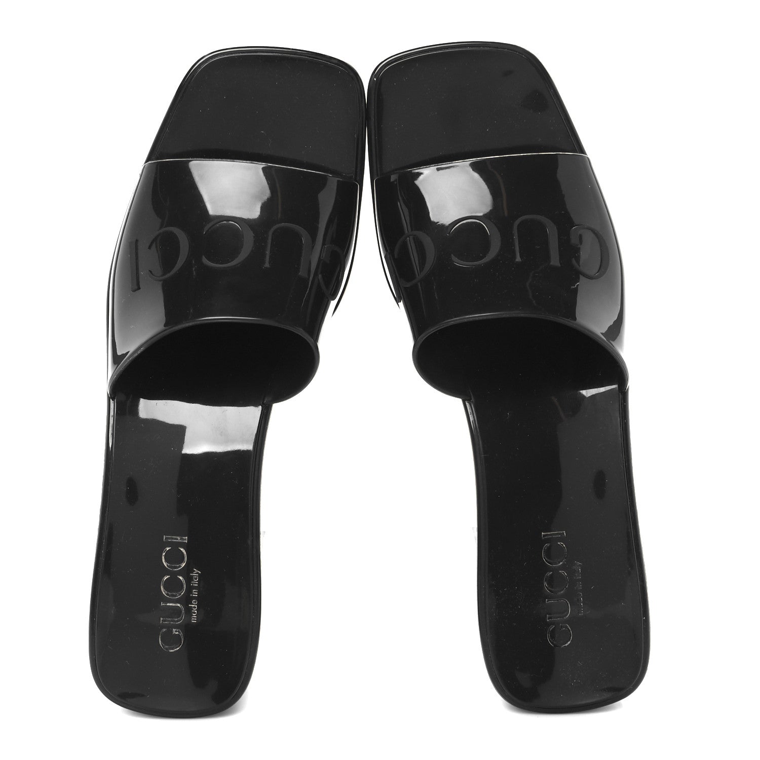 Rubber Gucci Logo Womens Platform 20/60mm Slide Sandals 38 Black
