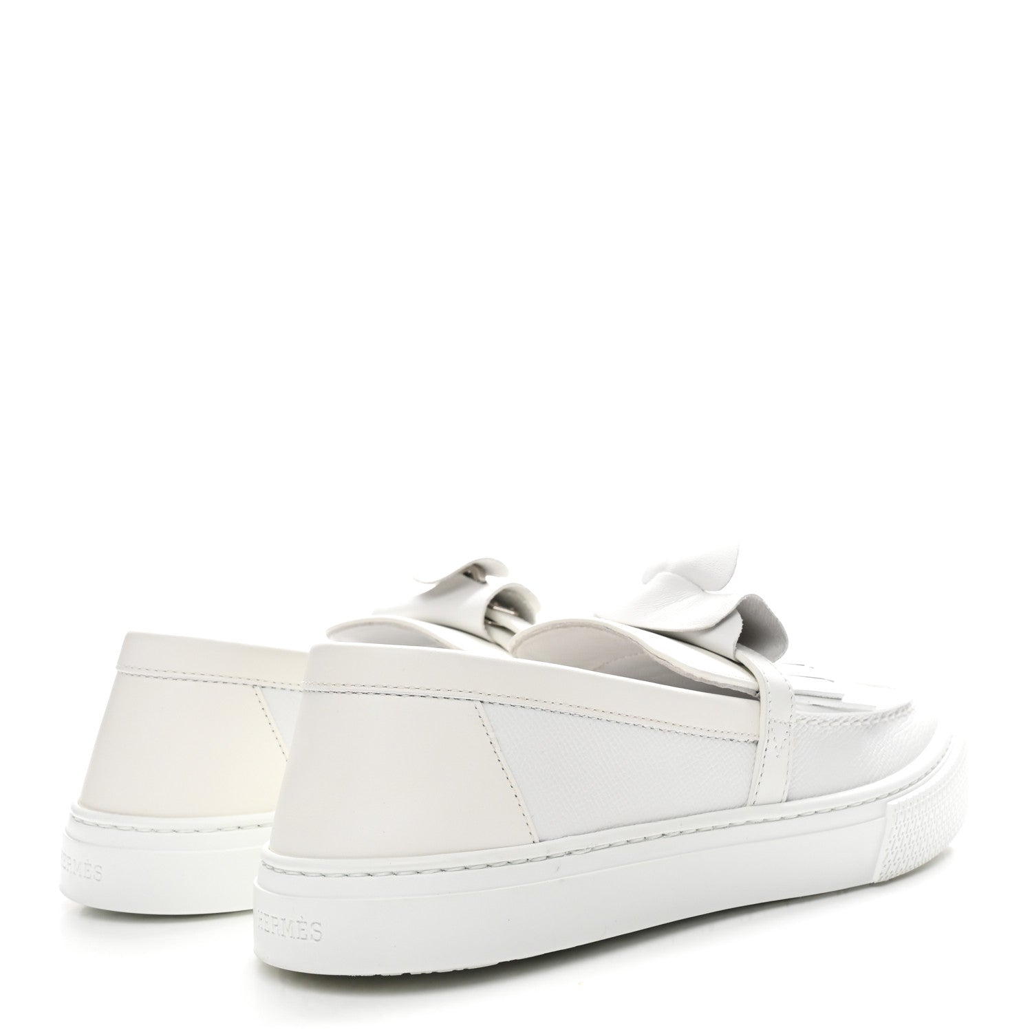 Epsom Calfskin Game Slip On Fringe Sneakers 38 White