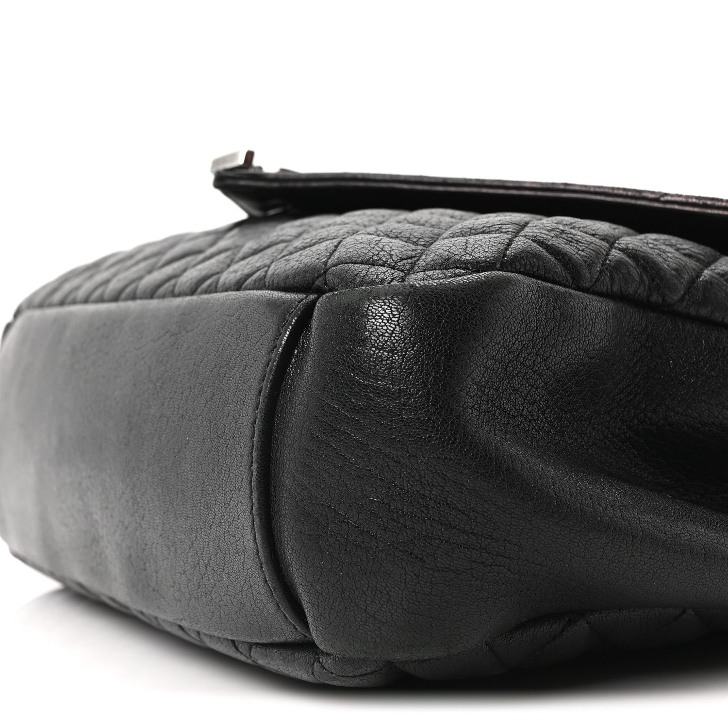 Calfskin Mixed Matelasse Triquilt Large Monogram Satchel Black