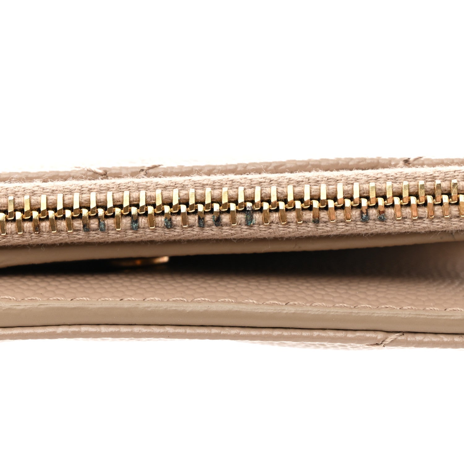 Grain De Poudre Matelasse Chevron Monogram Zipped Two-Part Wallet Dark Beige