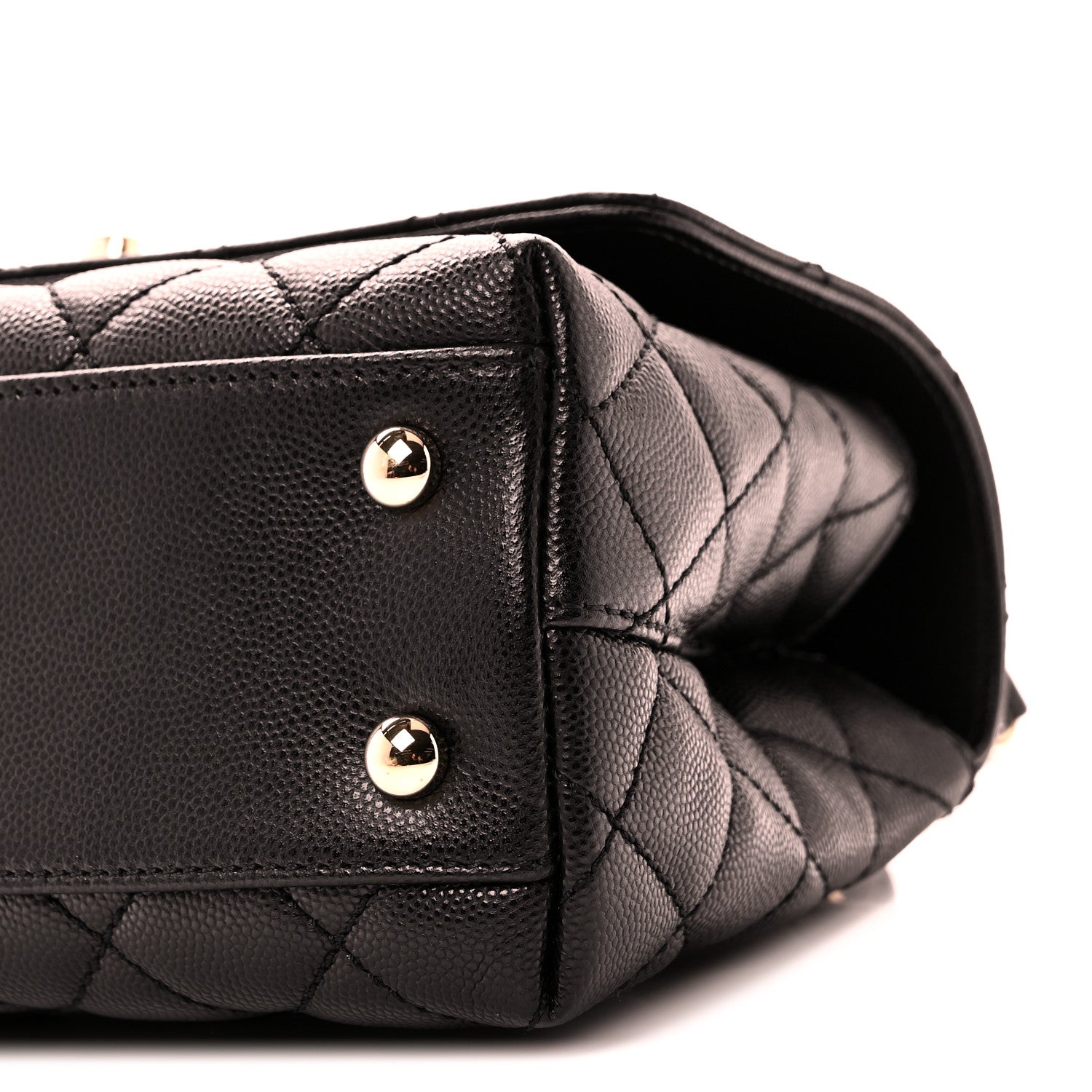 Caviar Quilted Mini Coco Handle Flap Black