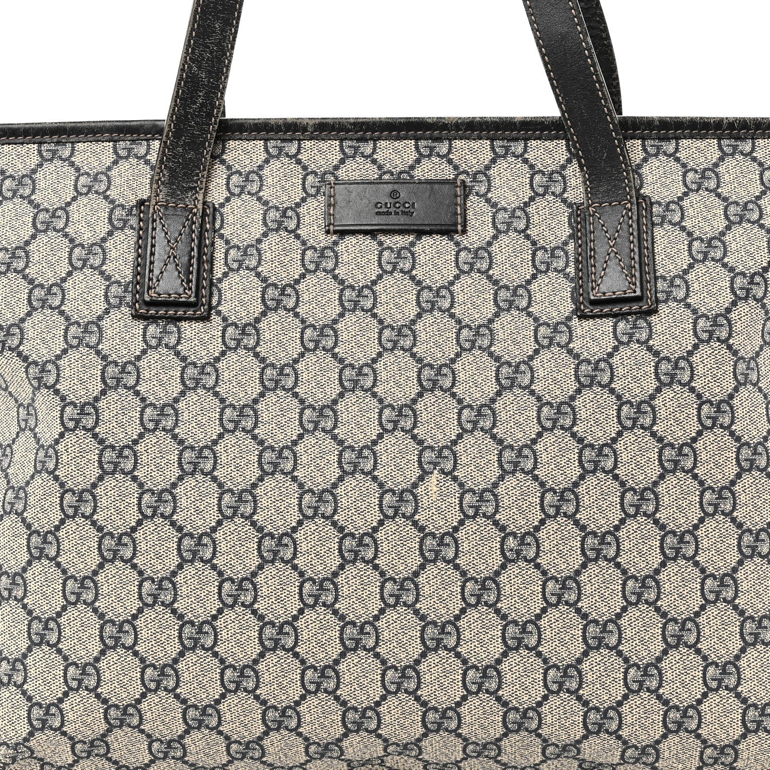 GG Supreme Monogram Medium Zippered Shopping Tote Navy