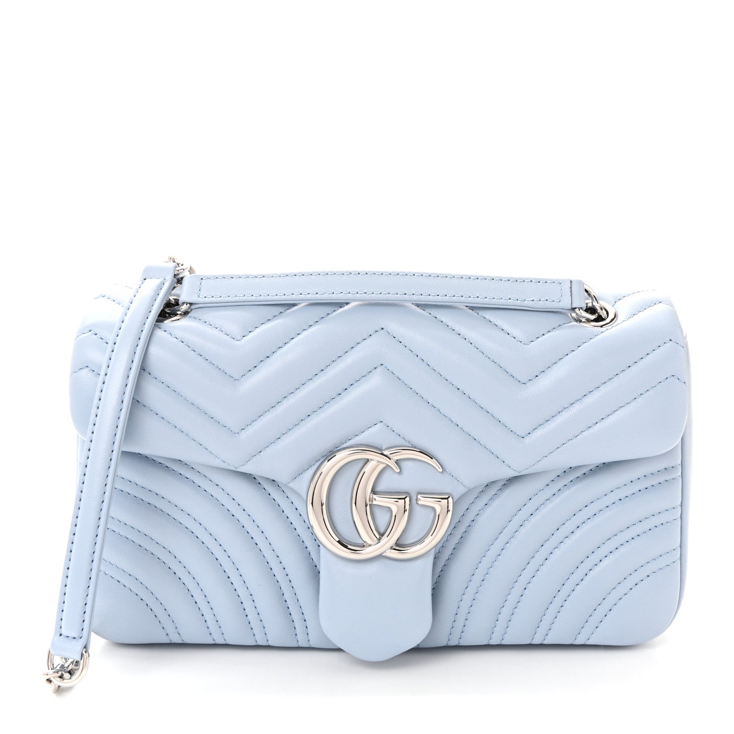 Calfskin Matelasse Medium GG Marmont Shoulder Bag Light Blue