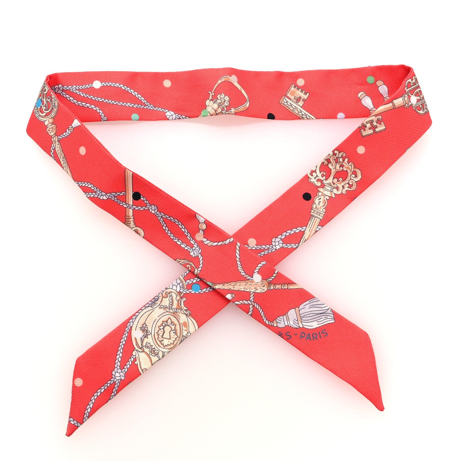 Silk Les Cles A Pois Doll Twilly Grenadine Beige Multicolor