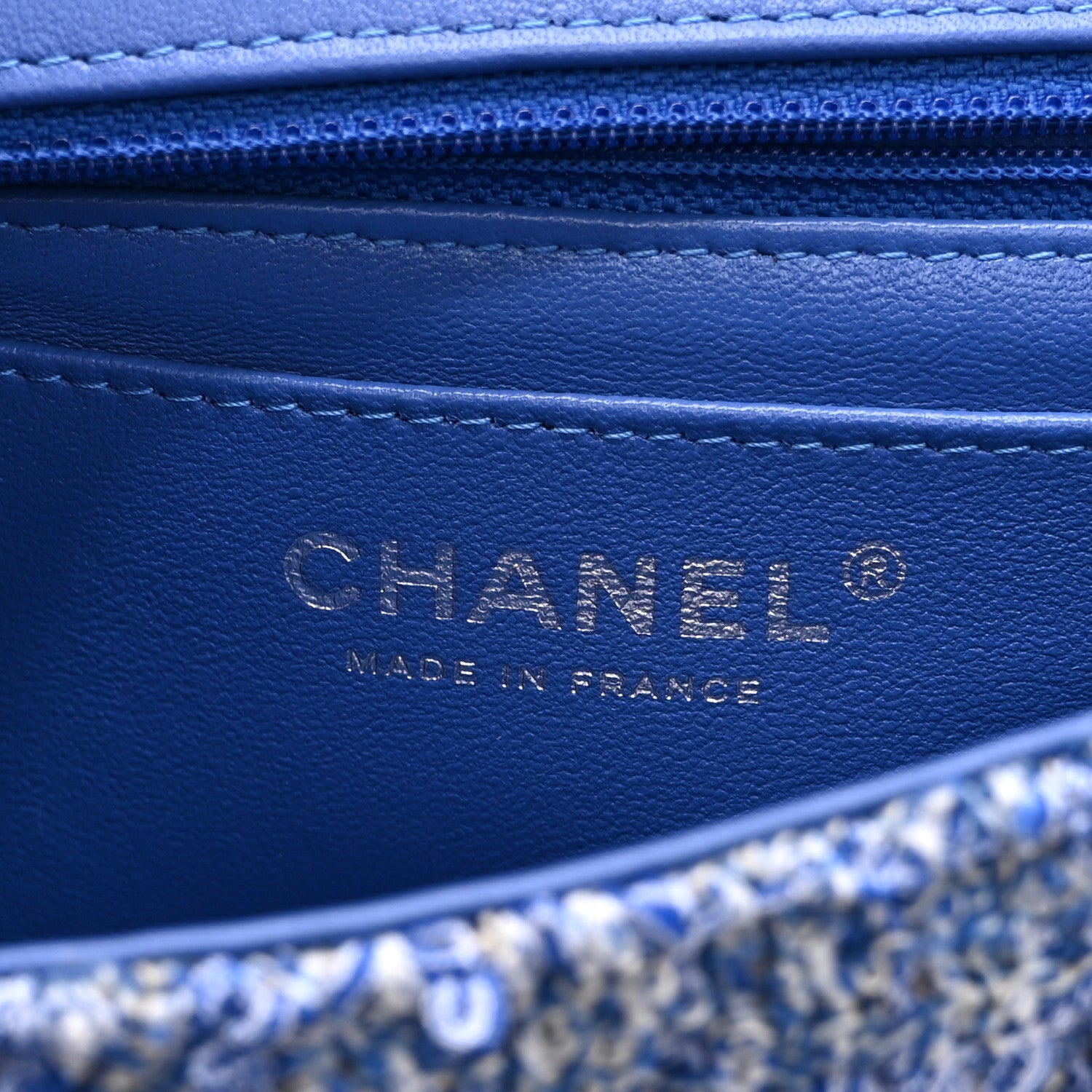 Tweed Quilted Mini Rectangular Flap Blue White