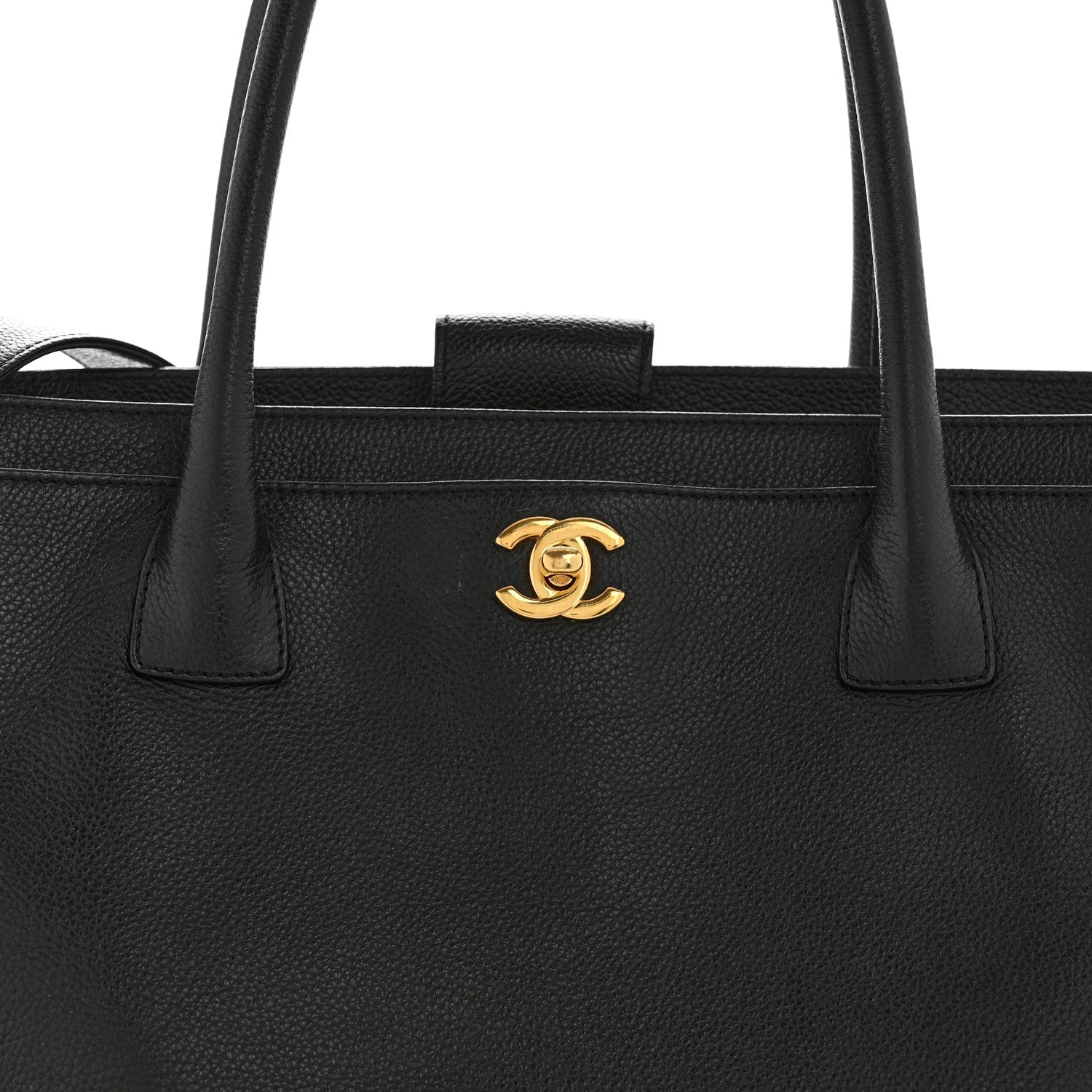 Calfskin Cerf Executive Shopper Tote Black