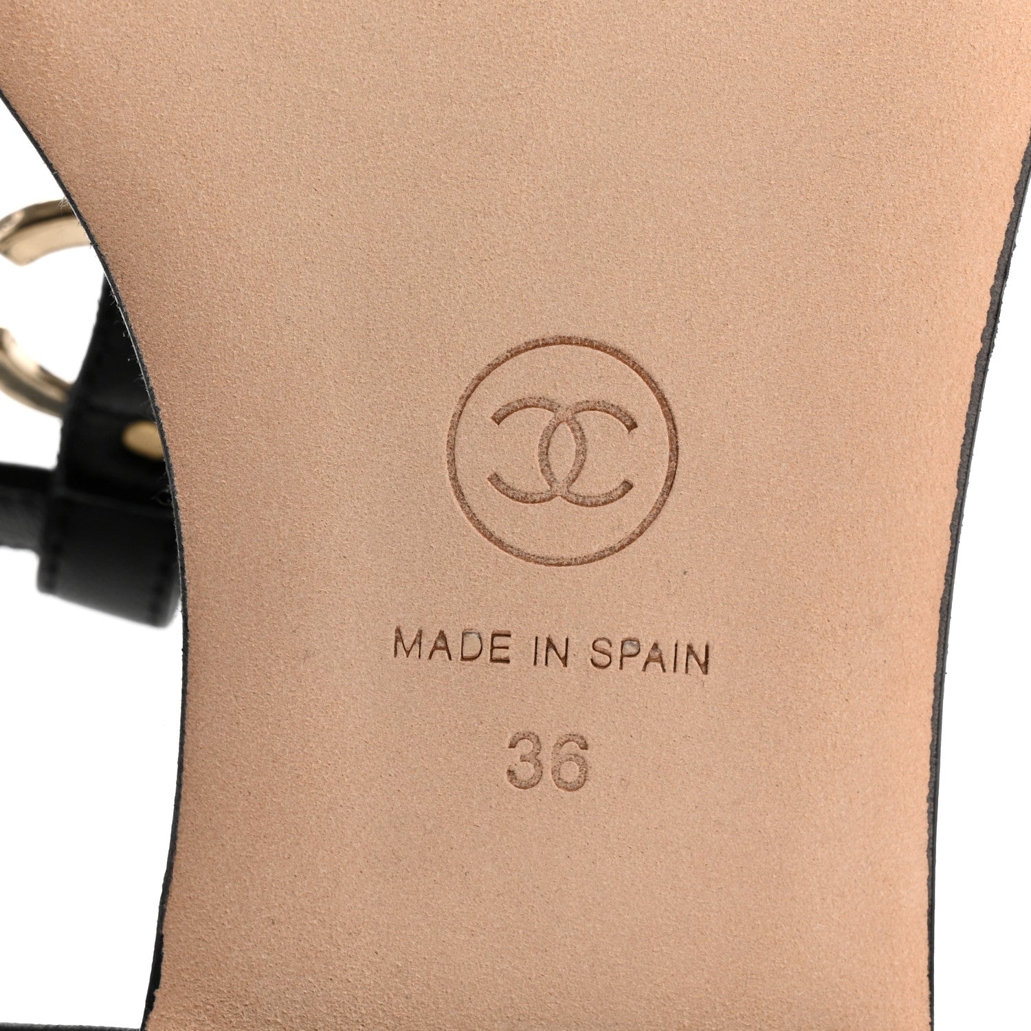 Lambskin CC Logo Thong Sandals 36 Black
