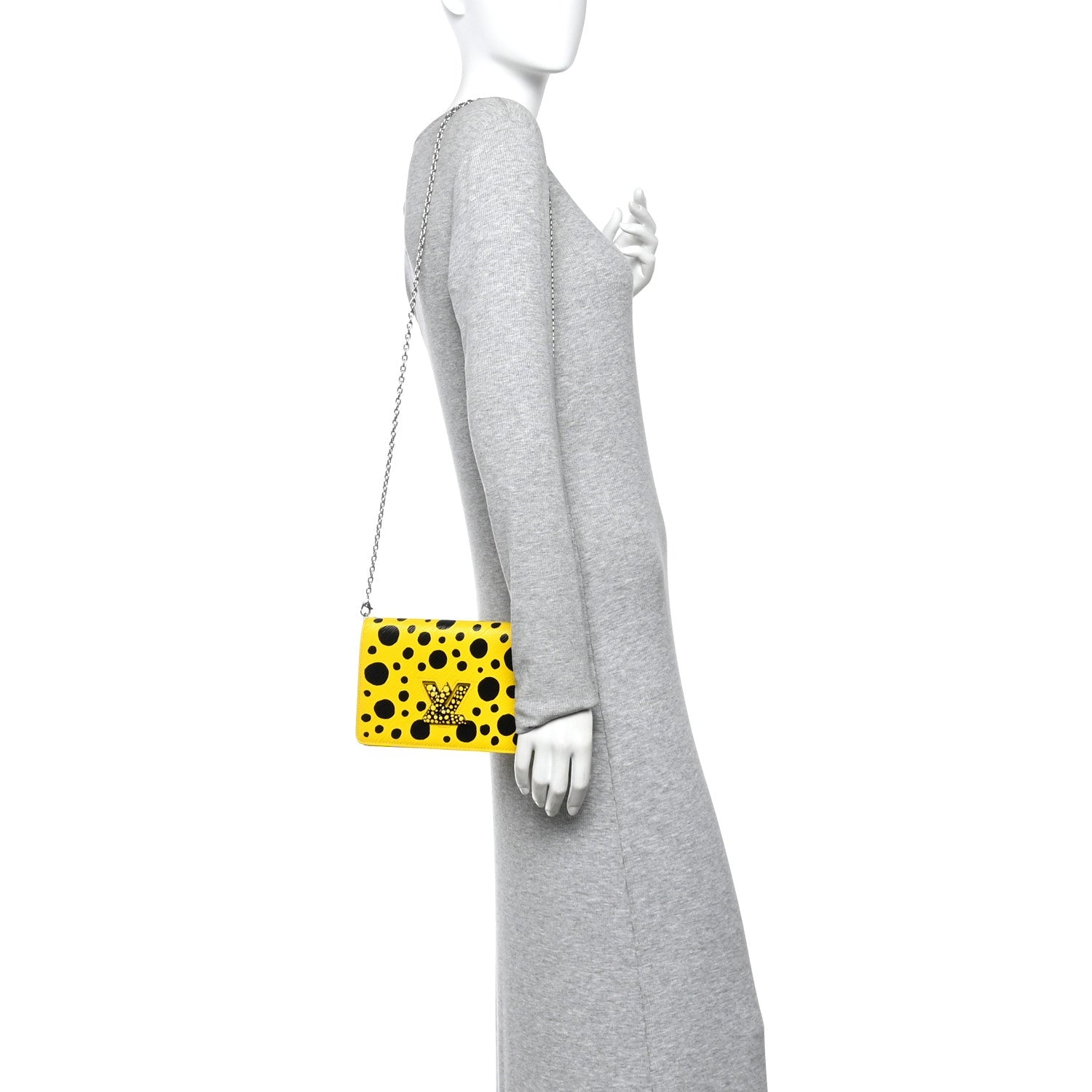LV x YK Epi Infinity Dots Twist Belt Chain Wallet Yellow Black