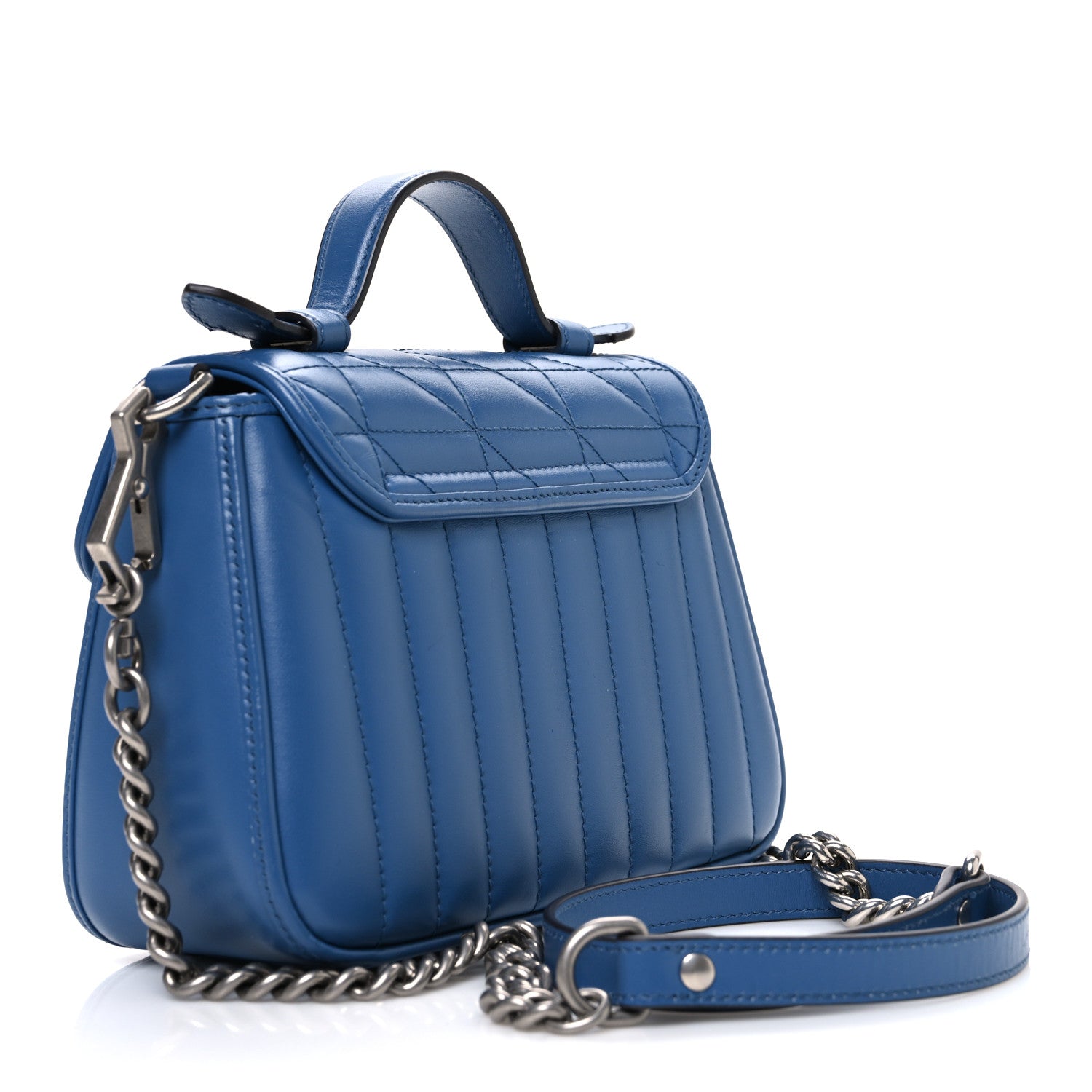 Calfskin Matelasse Aria Mini GG Marmont Top Handle Shoulder Bag Clear Blue
