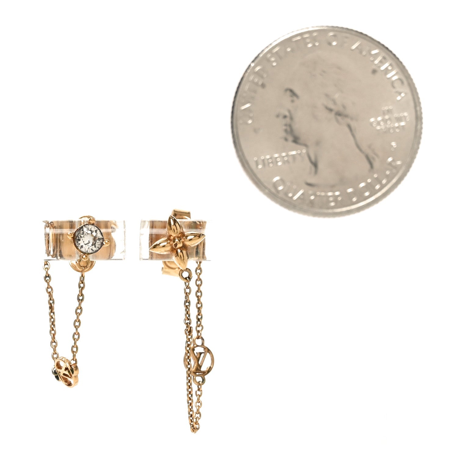 Metal Crystal Petit Louis Earrings Gold
