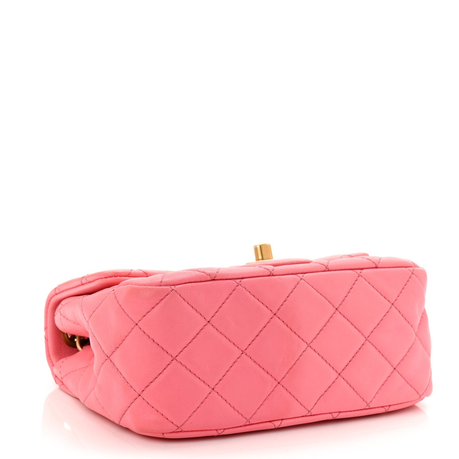 Lambskin Quilted Mini Pearl Crush Flap Pink