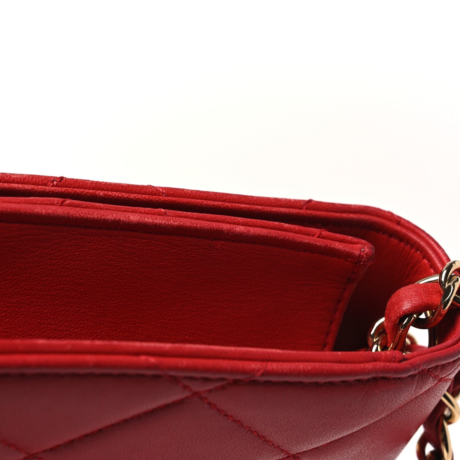 Lambskin Quilted Large Golden Class Flap Red