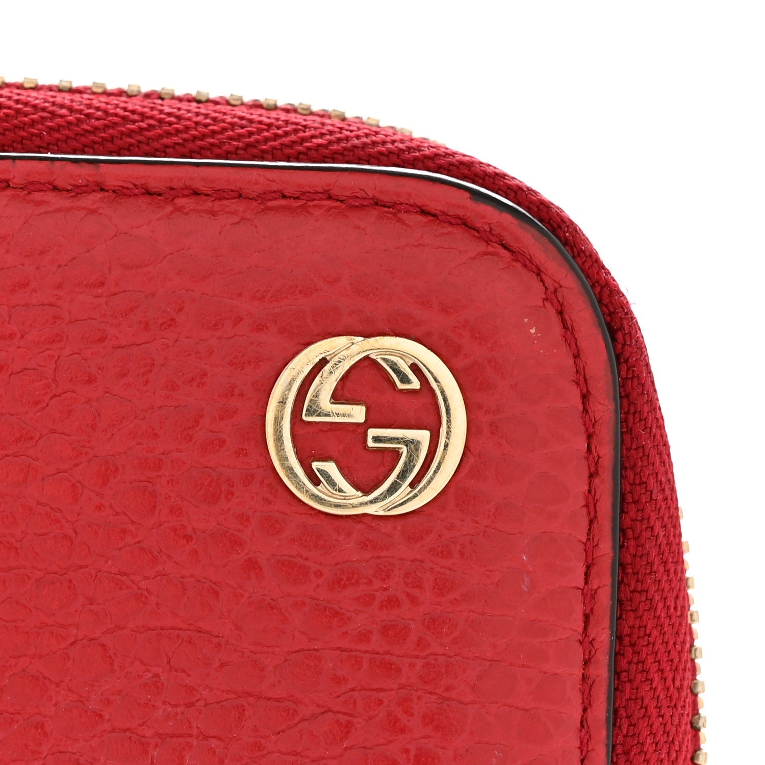 Dollar Calfskin GG Zip Around Wallet Red