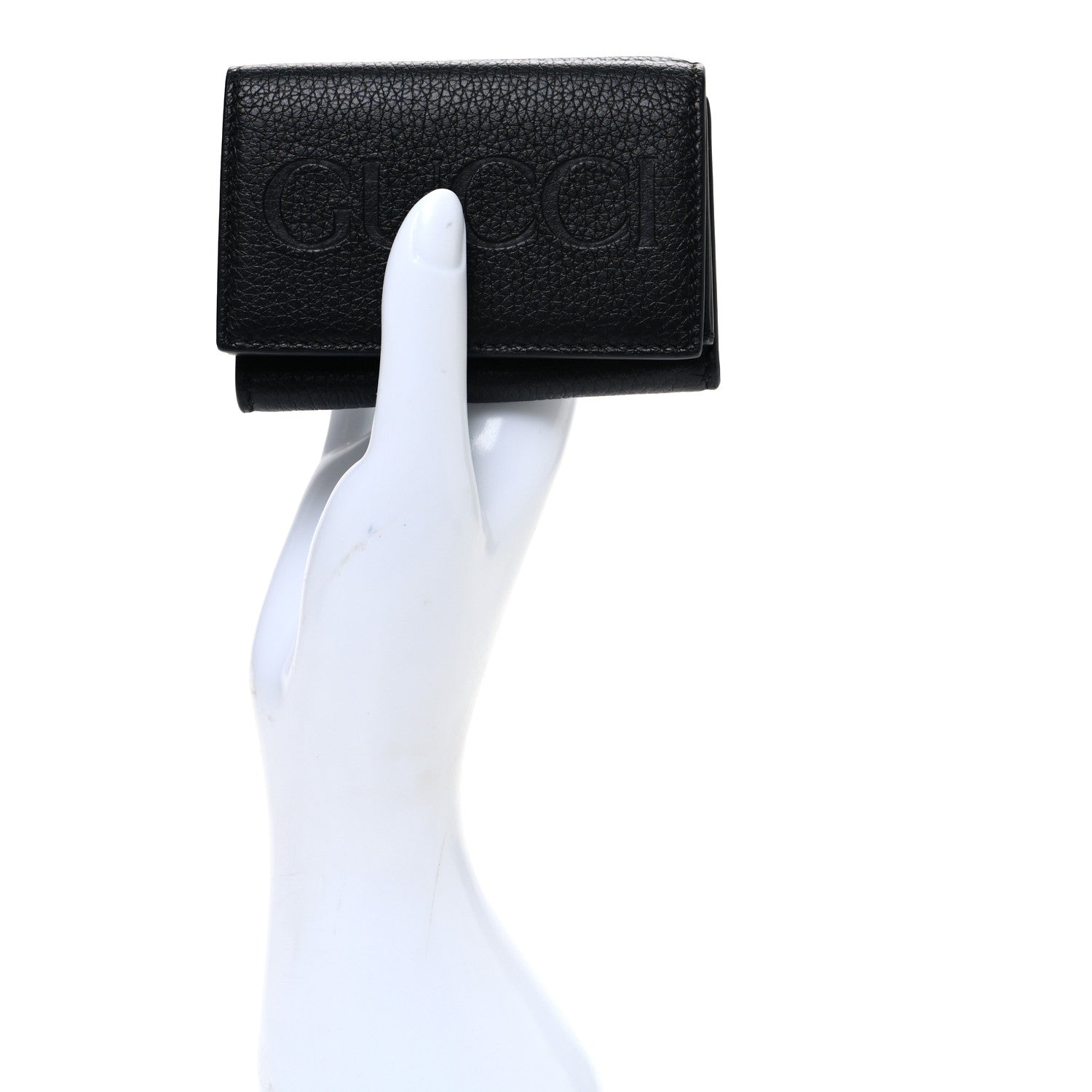 Calfskin Embossed Mini Wallet Black Blue