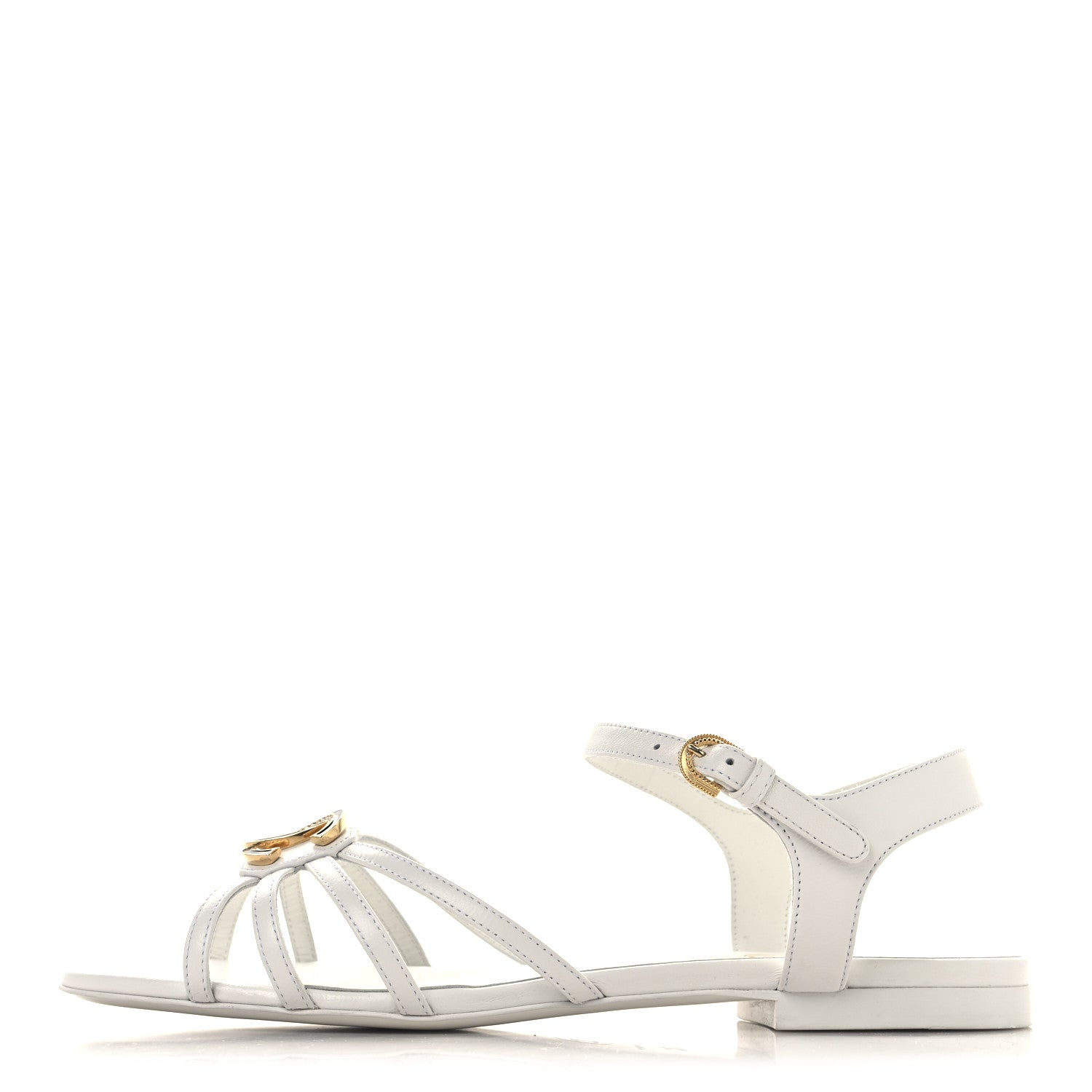 Lambskin Crystal CC Sandals 37 White