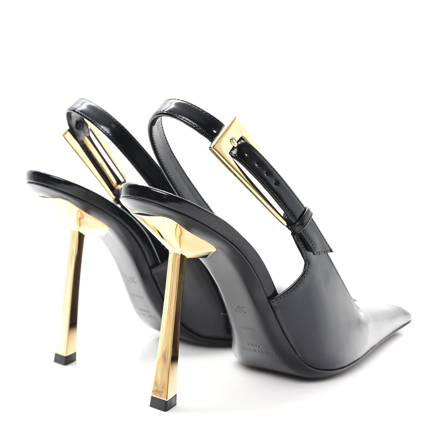 Glazed Calfskin Lee 110 Slingback Pumps 36.5 Black