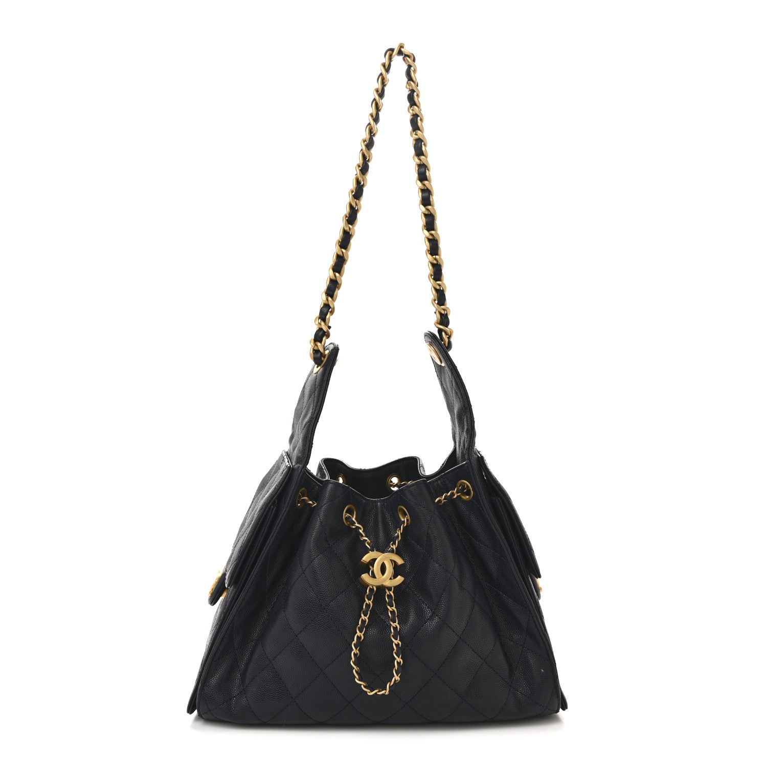 Caviar Quilted Small Chanel 25 Handbag Dark Navy