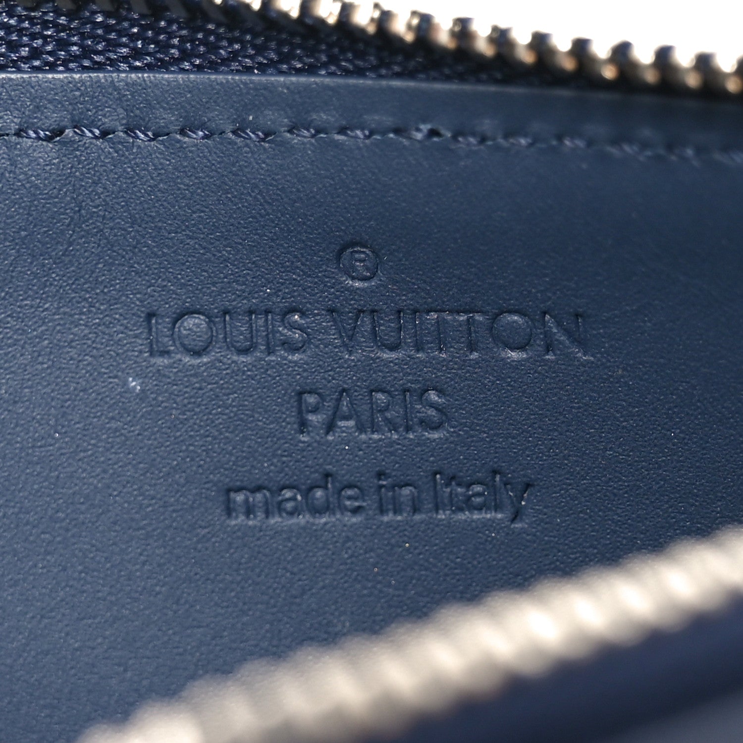 Calfskin Aerogram Coin Card Holder Navy Blue