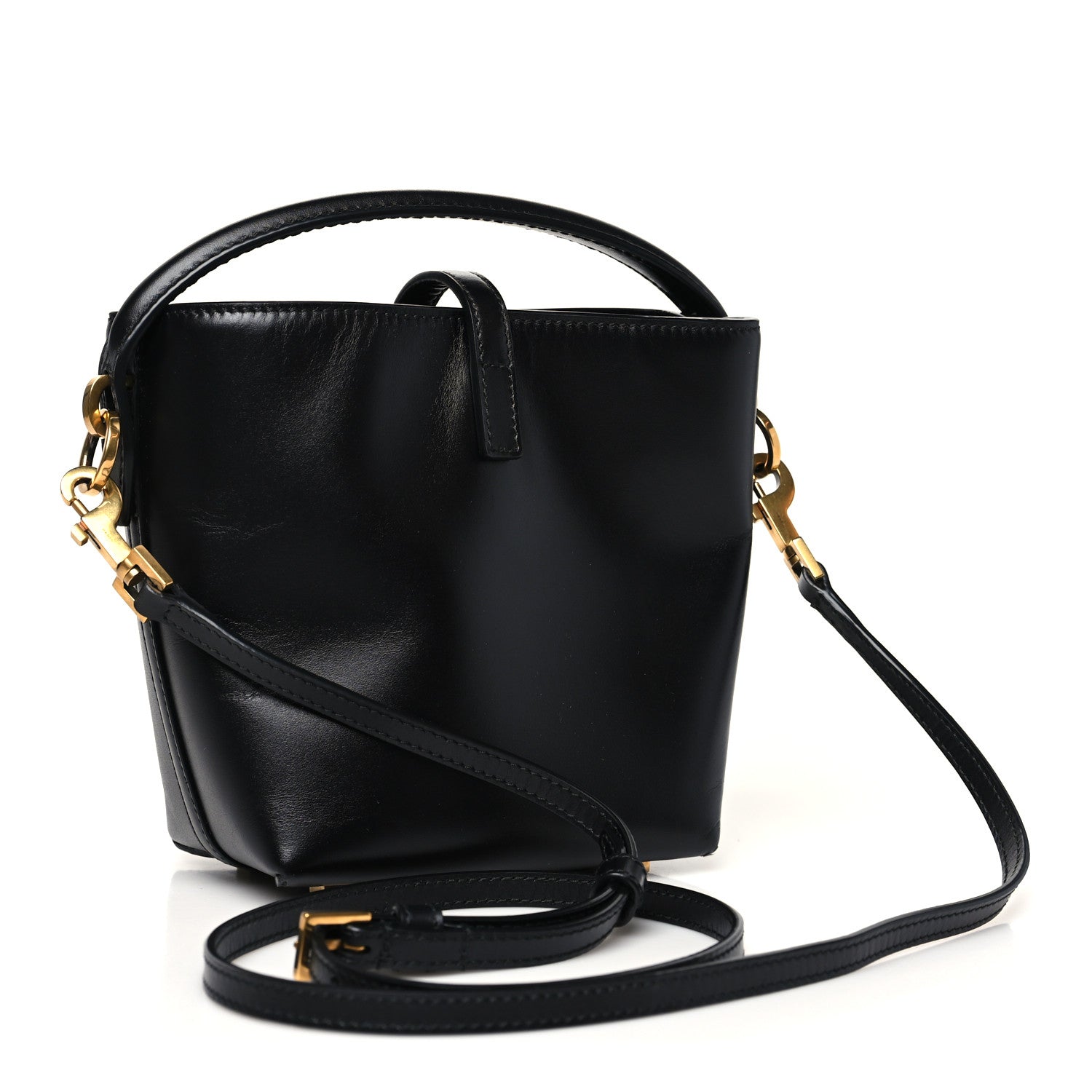 Shiny Calfskin Le 37 Mini Bucket Bag Black