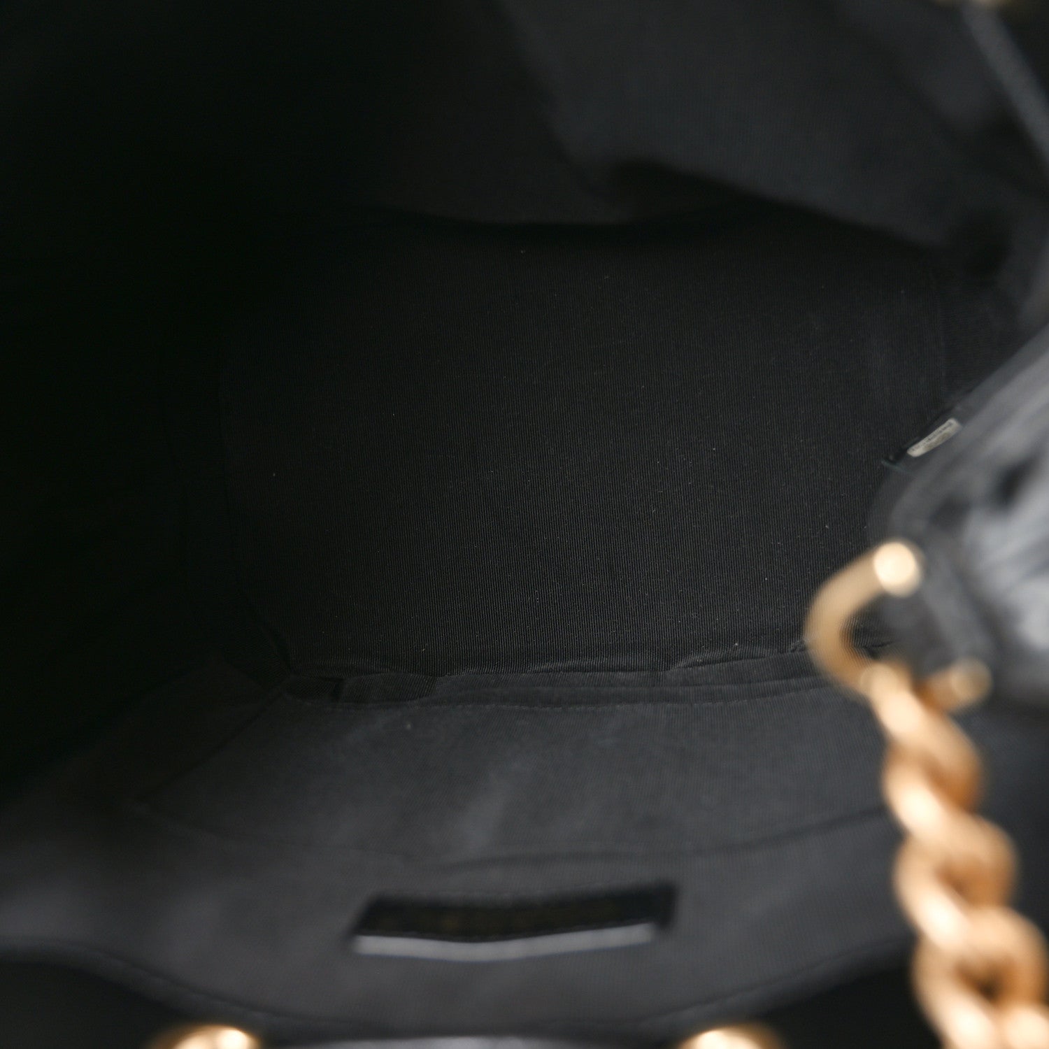 Sheepskin Chevron Quilted Drawstring Bag Black