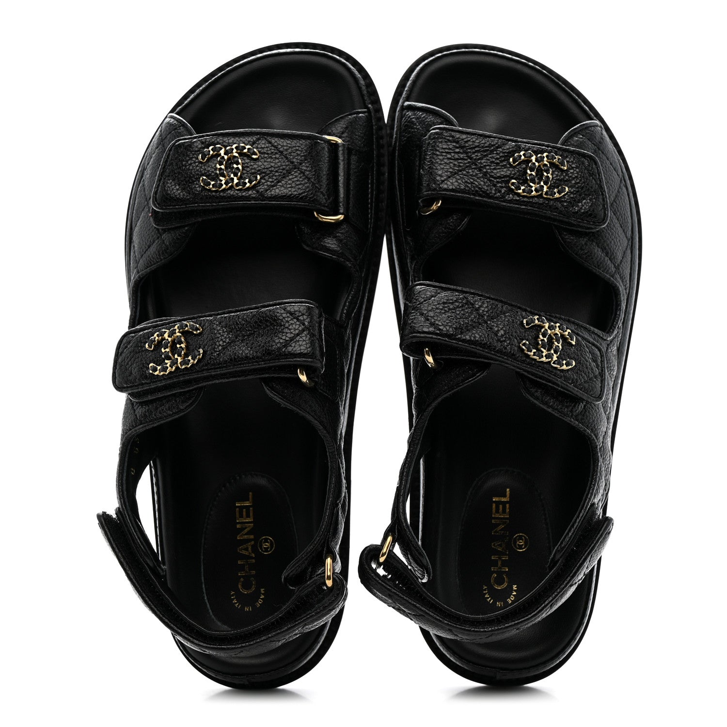 Grained Calfskin Velcro Dad Sandals 36.5 Black