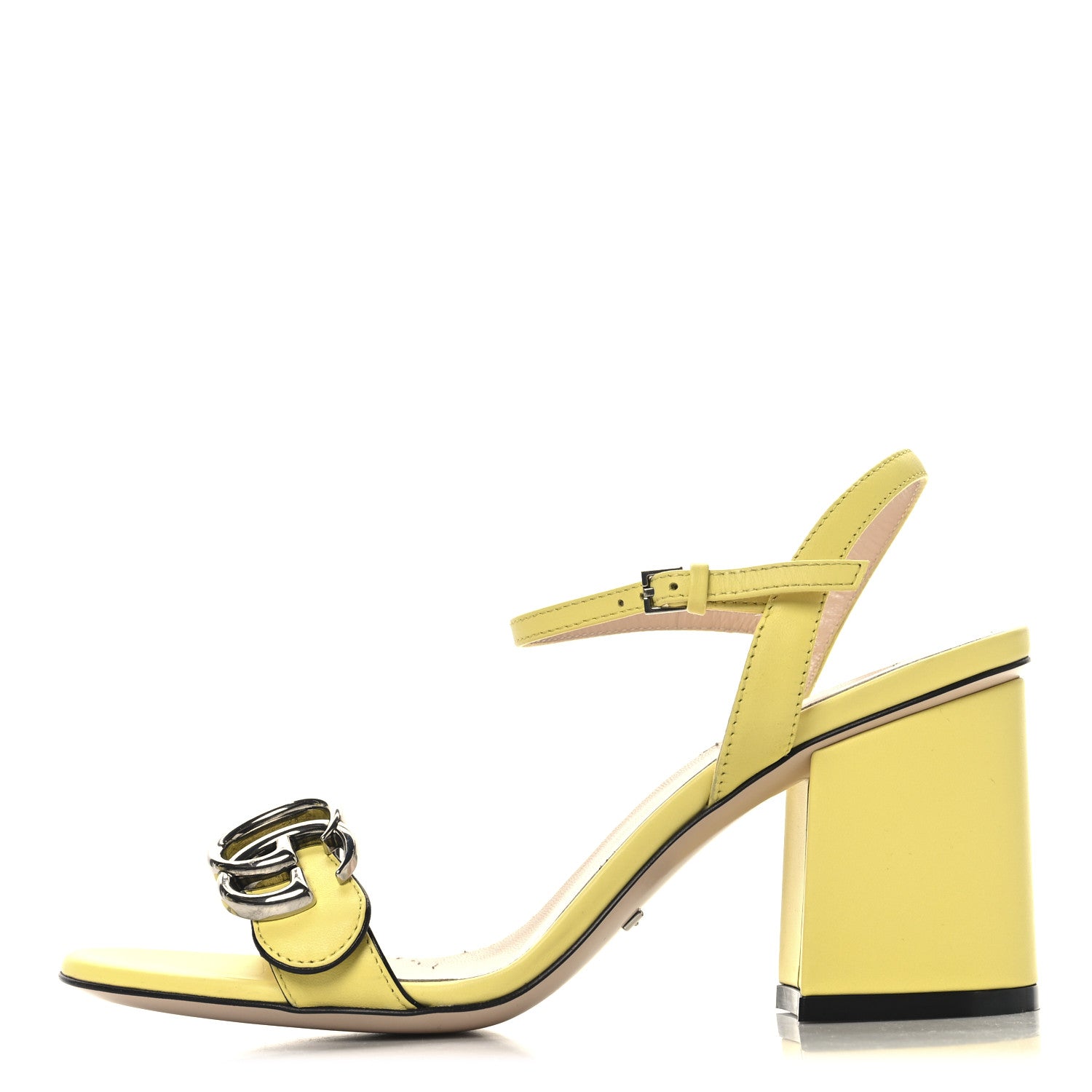Lifford Calfskin GG Marmont Ankle Wrap 75mm Sandals 35.5 Banana