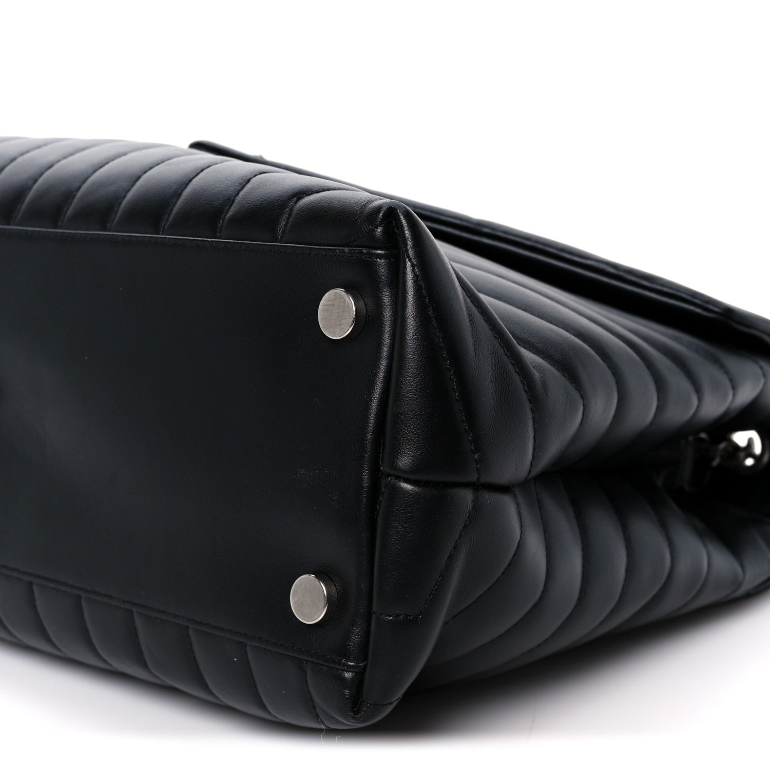 Calfskin Y Quilted Monogram Large Loulou Chain Satchel Black
