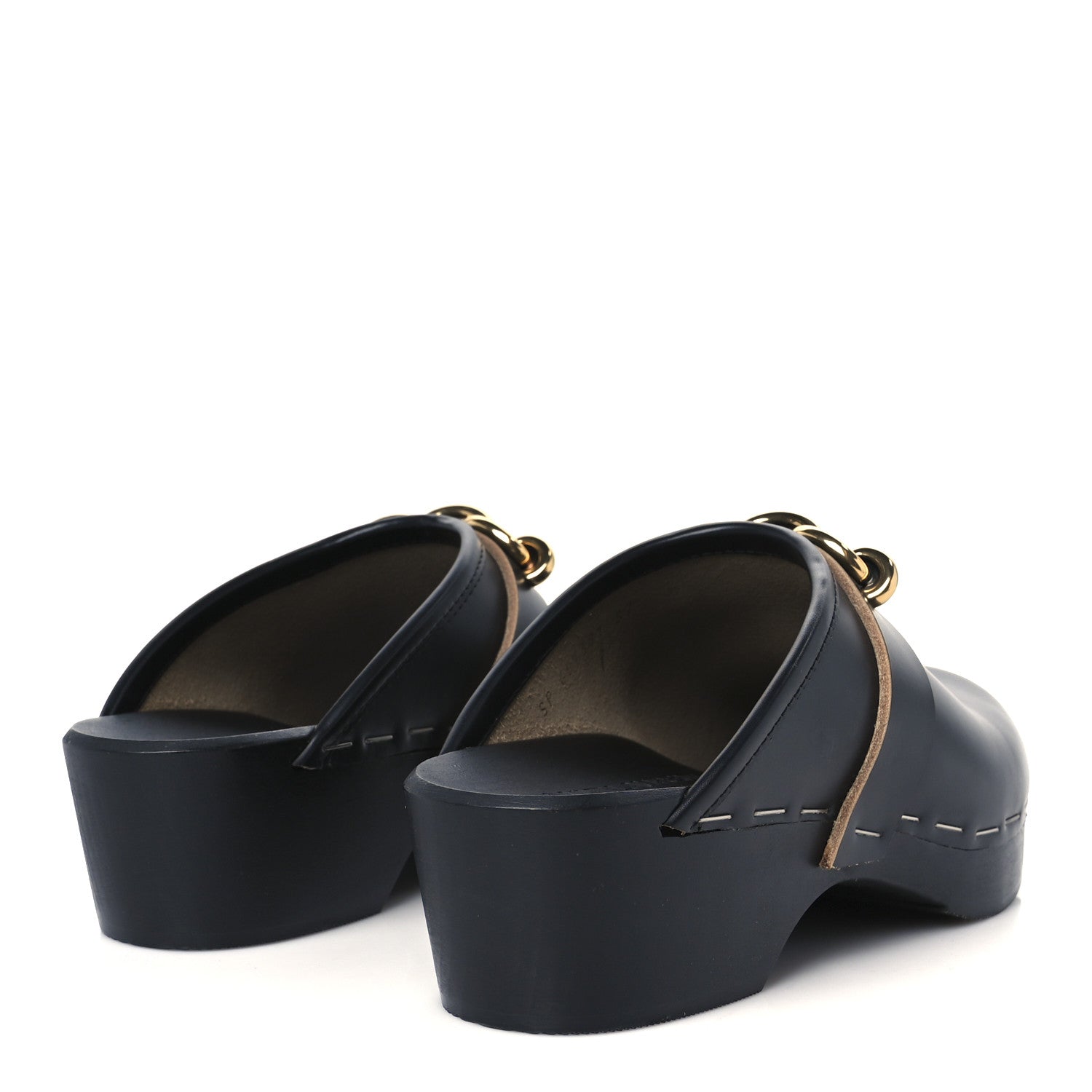 Smooth Calfskin Le Maillon Clogs 37 Black
