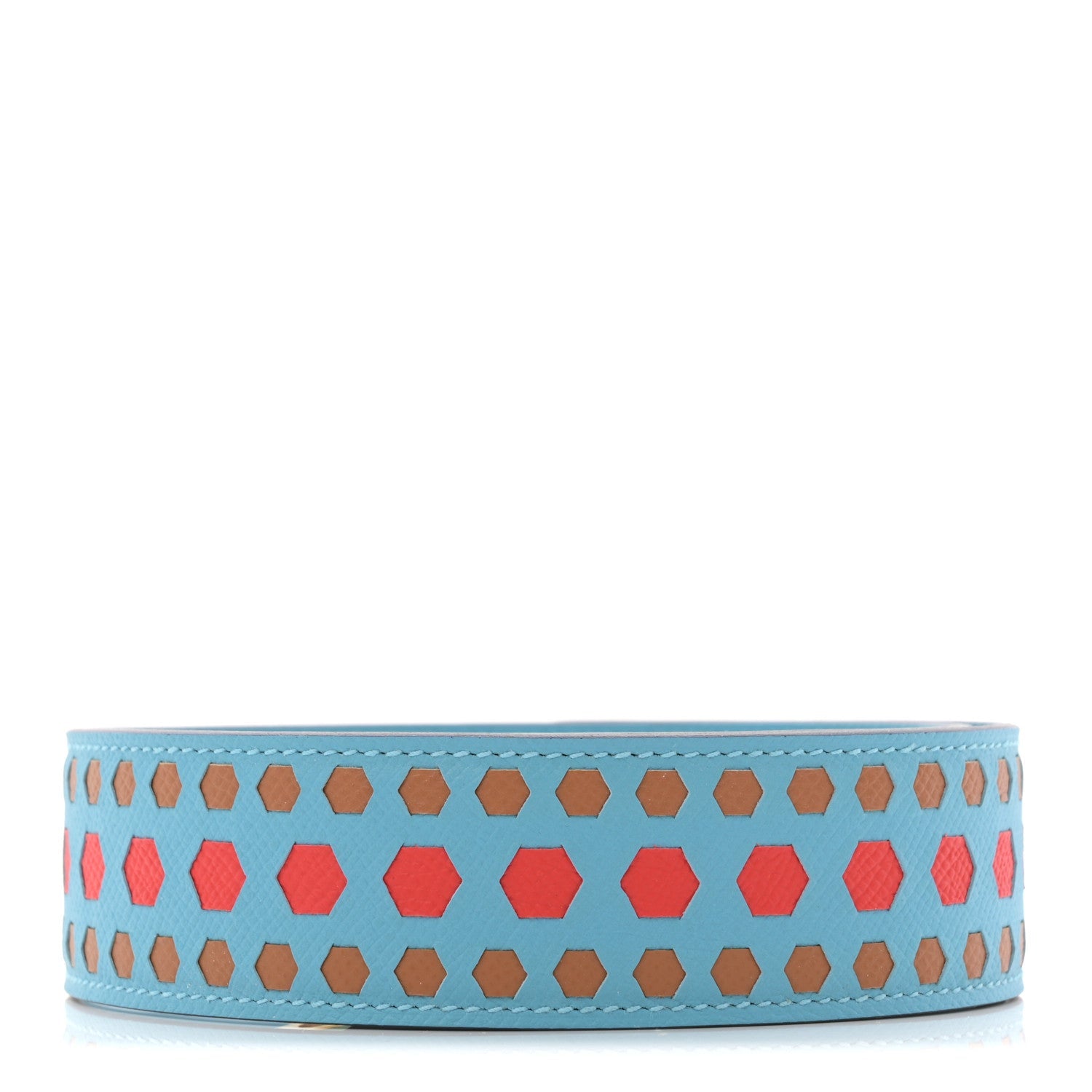 Epsom 40mm Hexagone Tressage Shoulder Strap Bleu De Nord Rouge De Coeur Gold