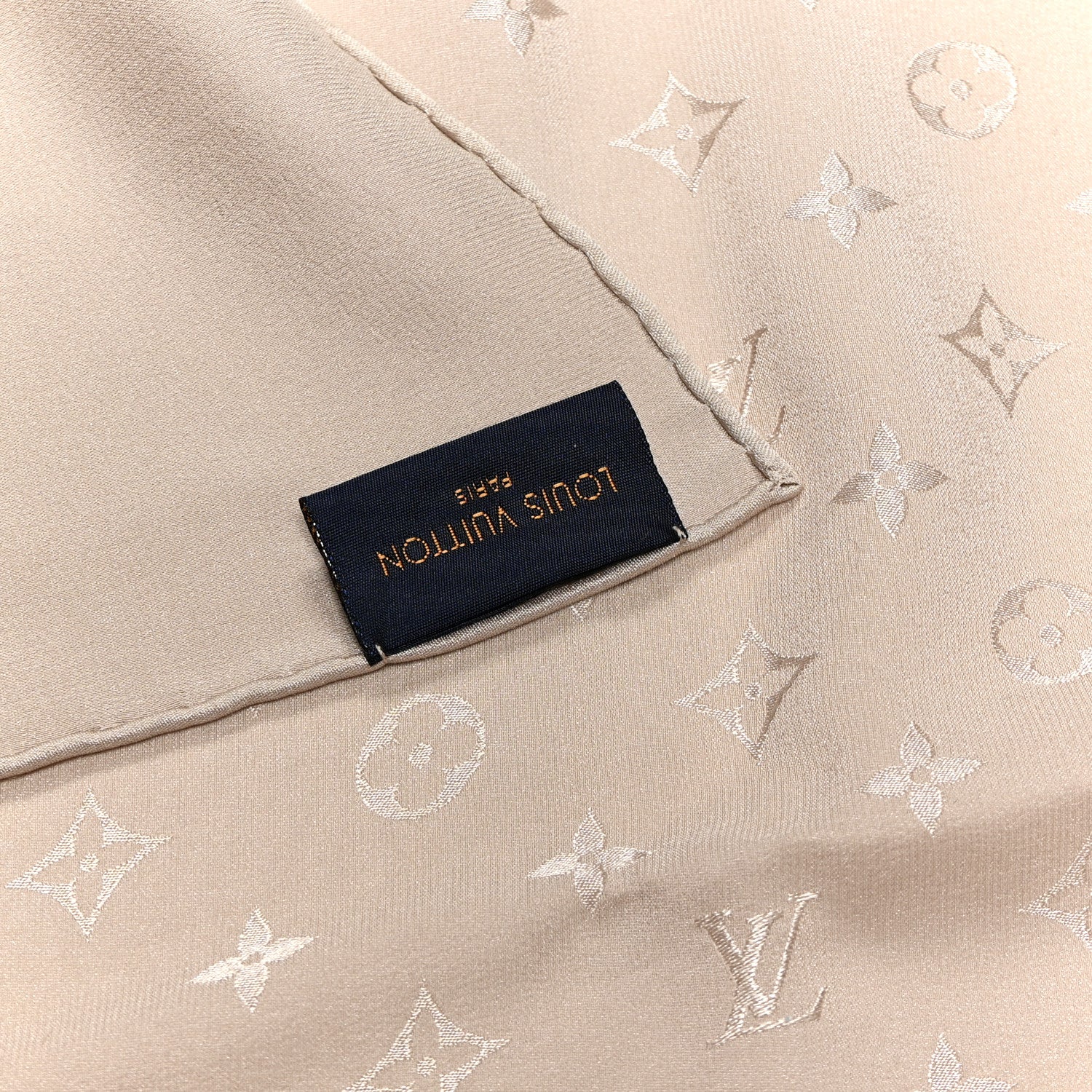 Silk Monogram Shawl Beige