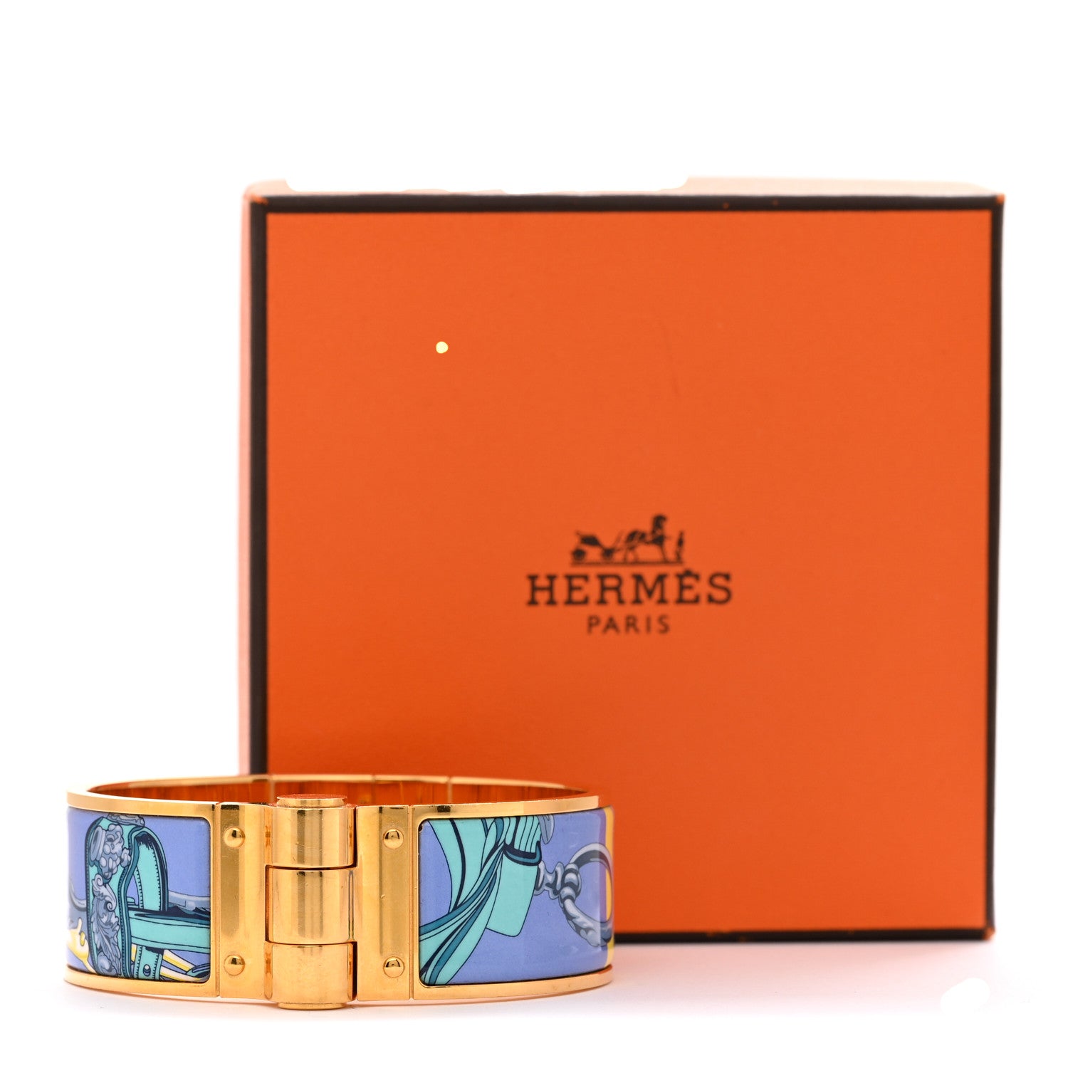 Enamel Printed Charniere Wide Hinged Bracelet S