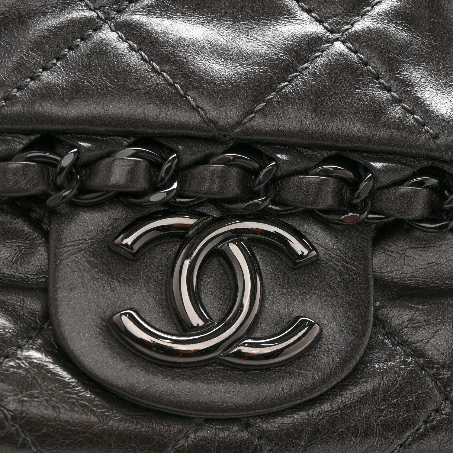 Calfskin Quilted Medium Chain Me Flap Grey