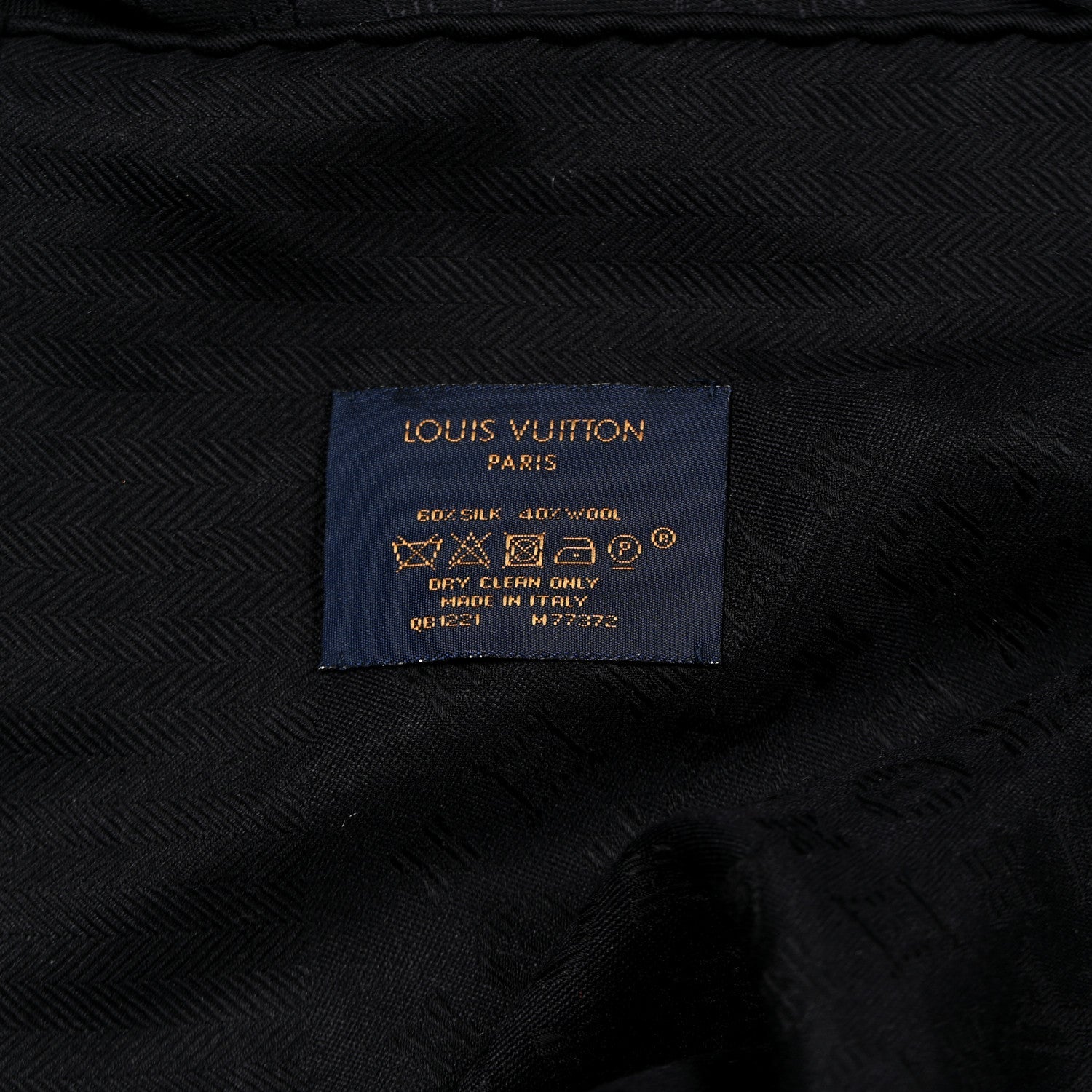 Silk Wool Monogram Evermore Shawl Black