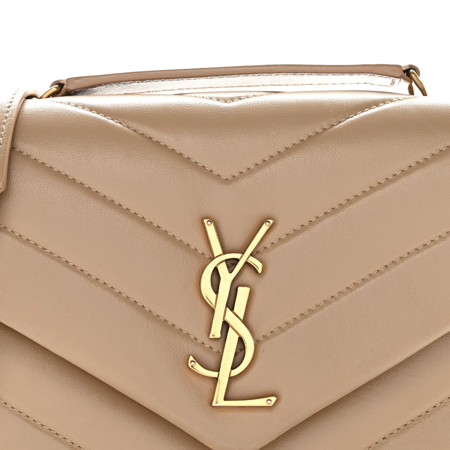 Calfskin Y Quilted Monogram Small Loulou Chain Satchel Dark Beige