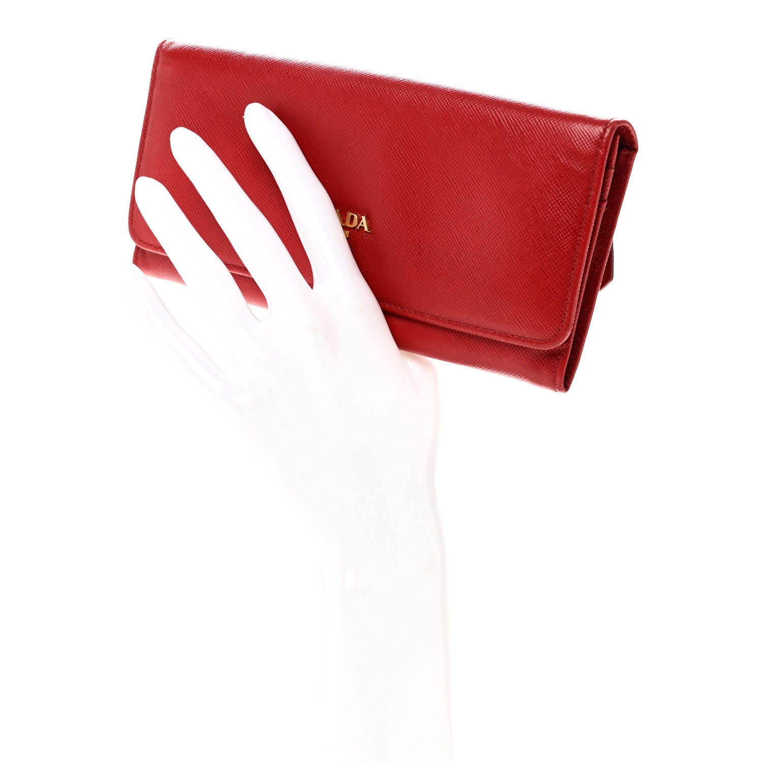 Saffiano Metal Continental Flap Wallet Fuoco