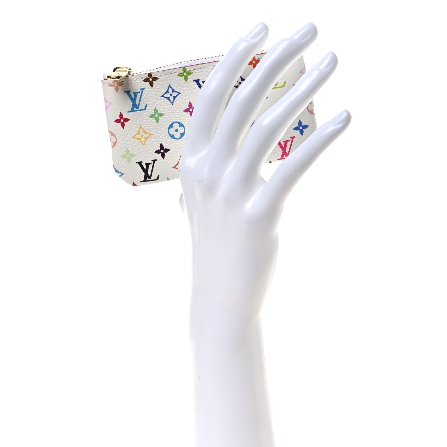 LV X TM Monogram Multicolor Key Pouch White