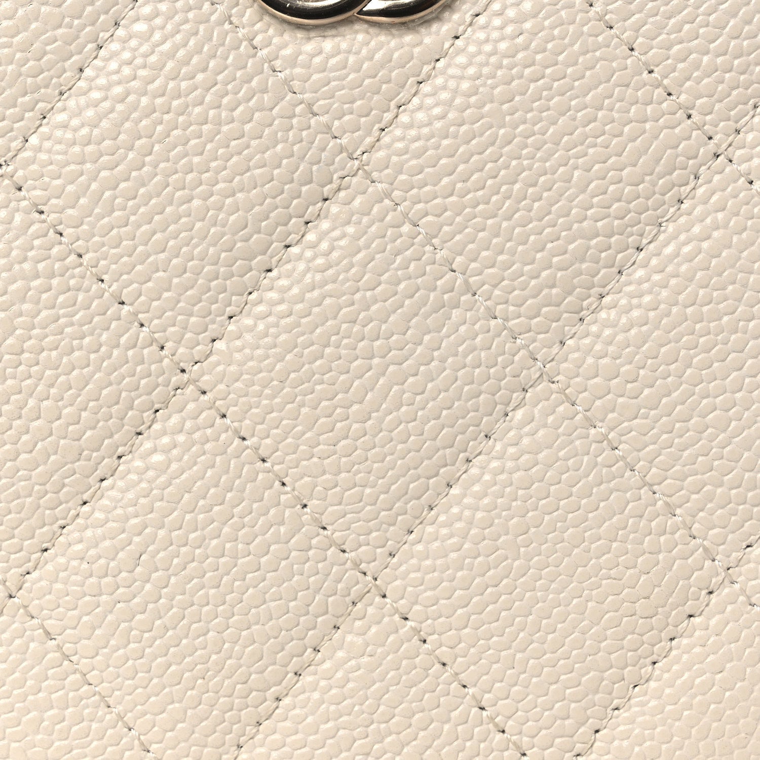 Caviar Quilted Round Handle With Care Vanity With Chain White