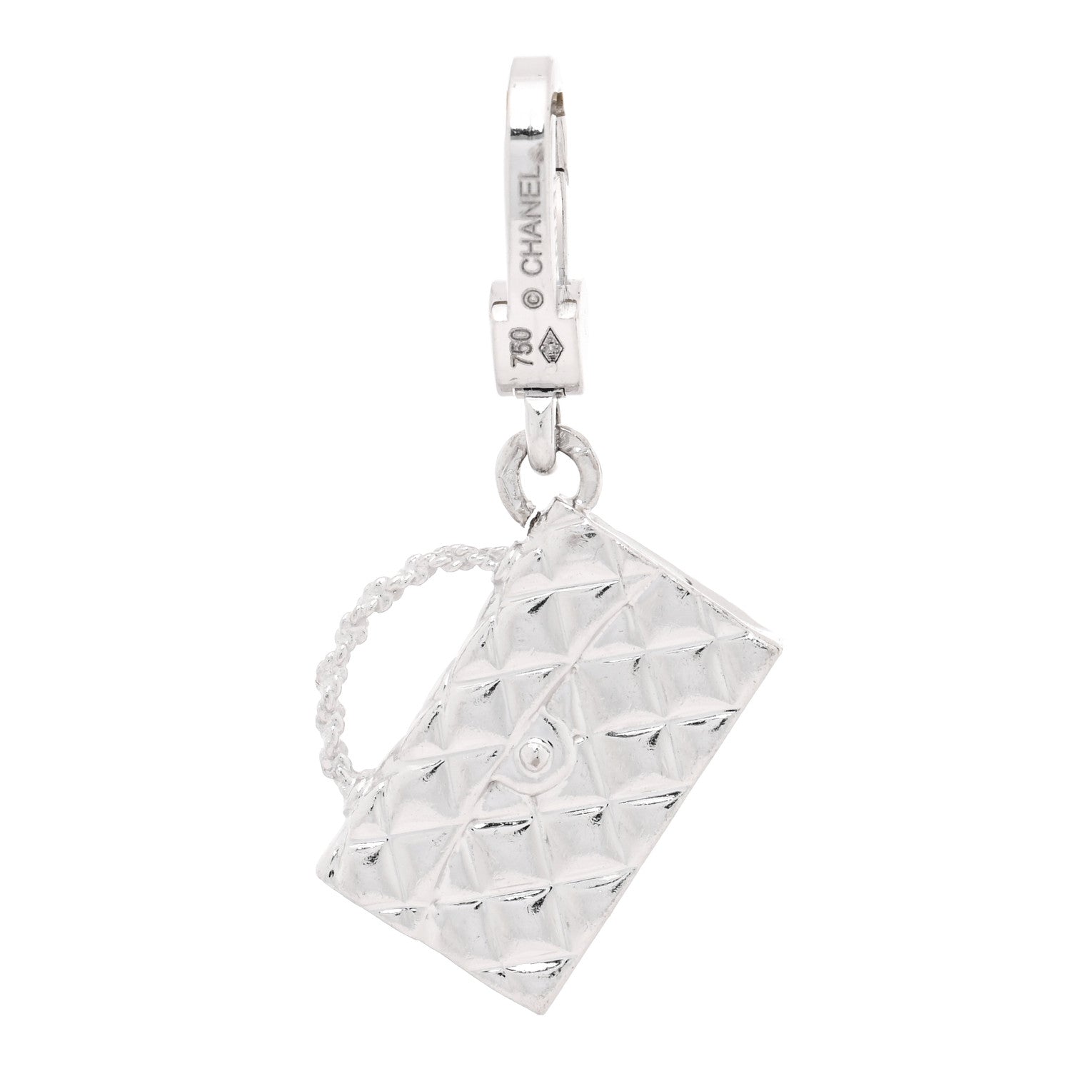 18K White Gold Classic Flap Bag Charm