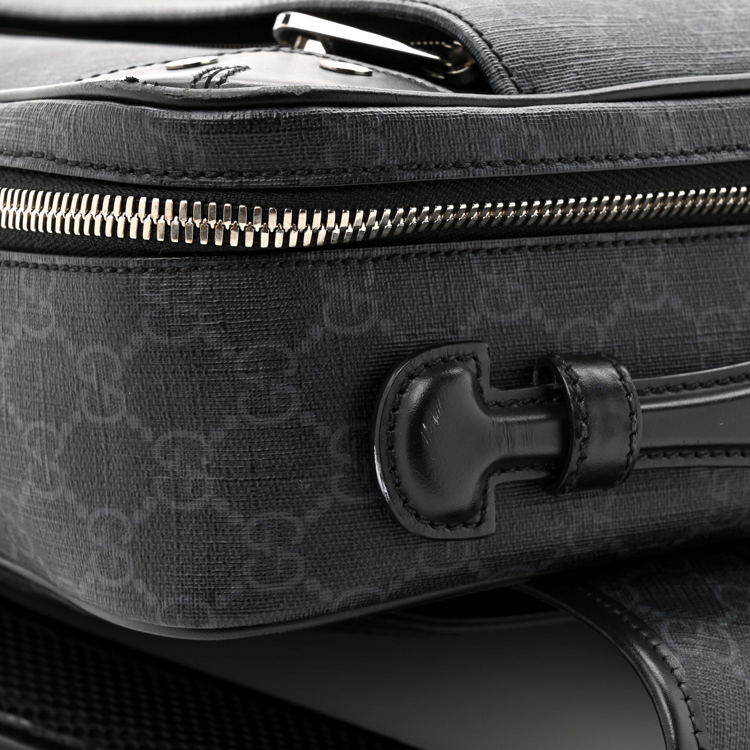 GG Supreme Monogram Briefcase Backpack Black Grey