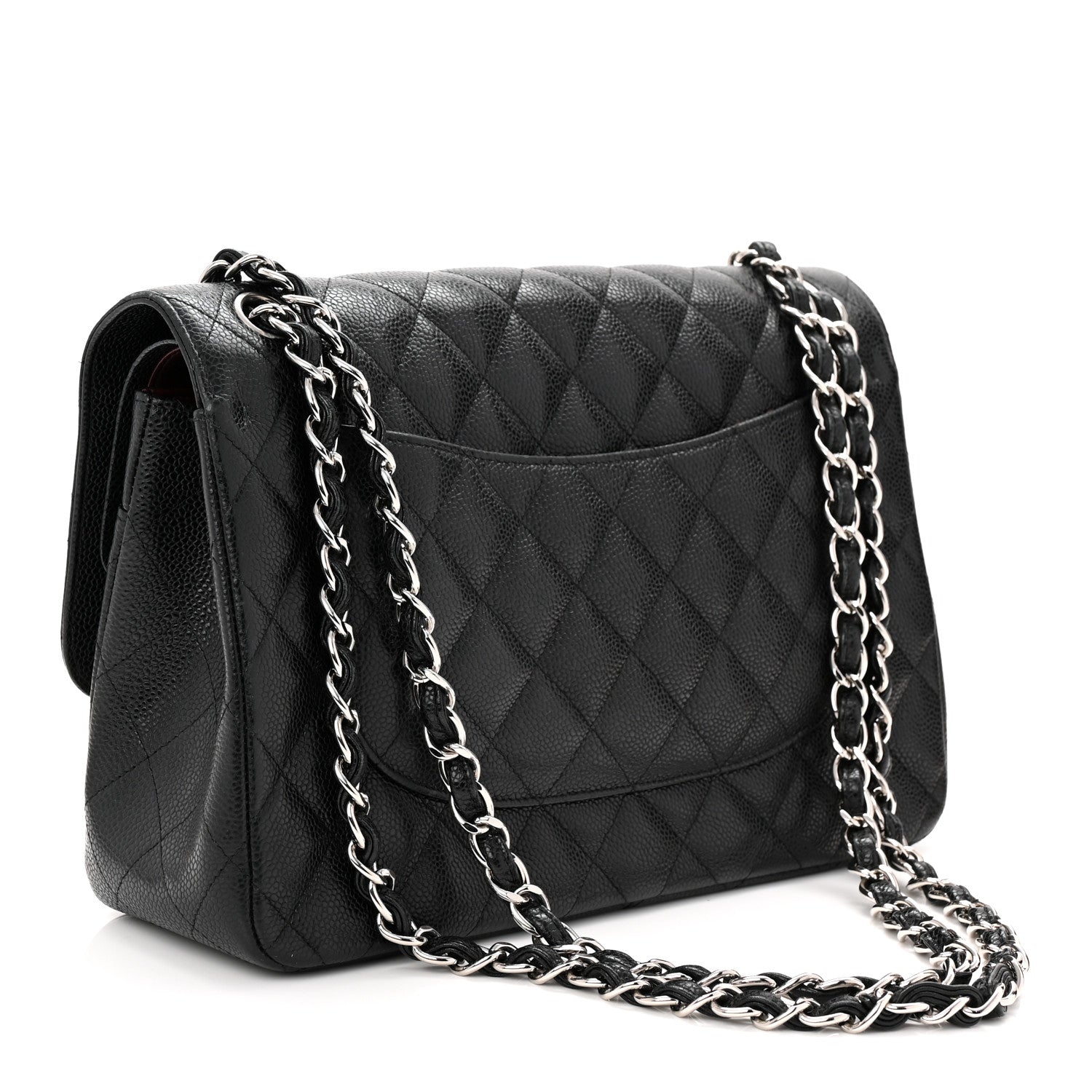 Caviar Quilted Jumbo Double Flap Black