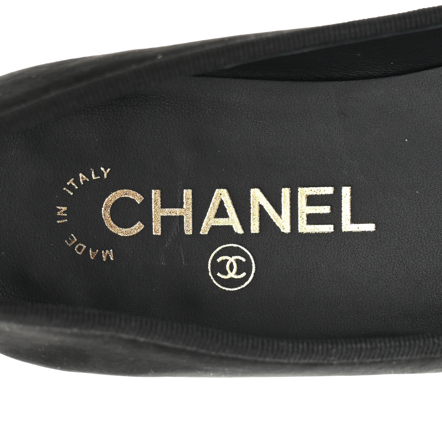Suede Calfskin Cap Toe CC Ballerina Flats 36 Black