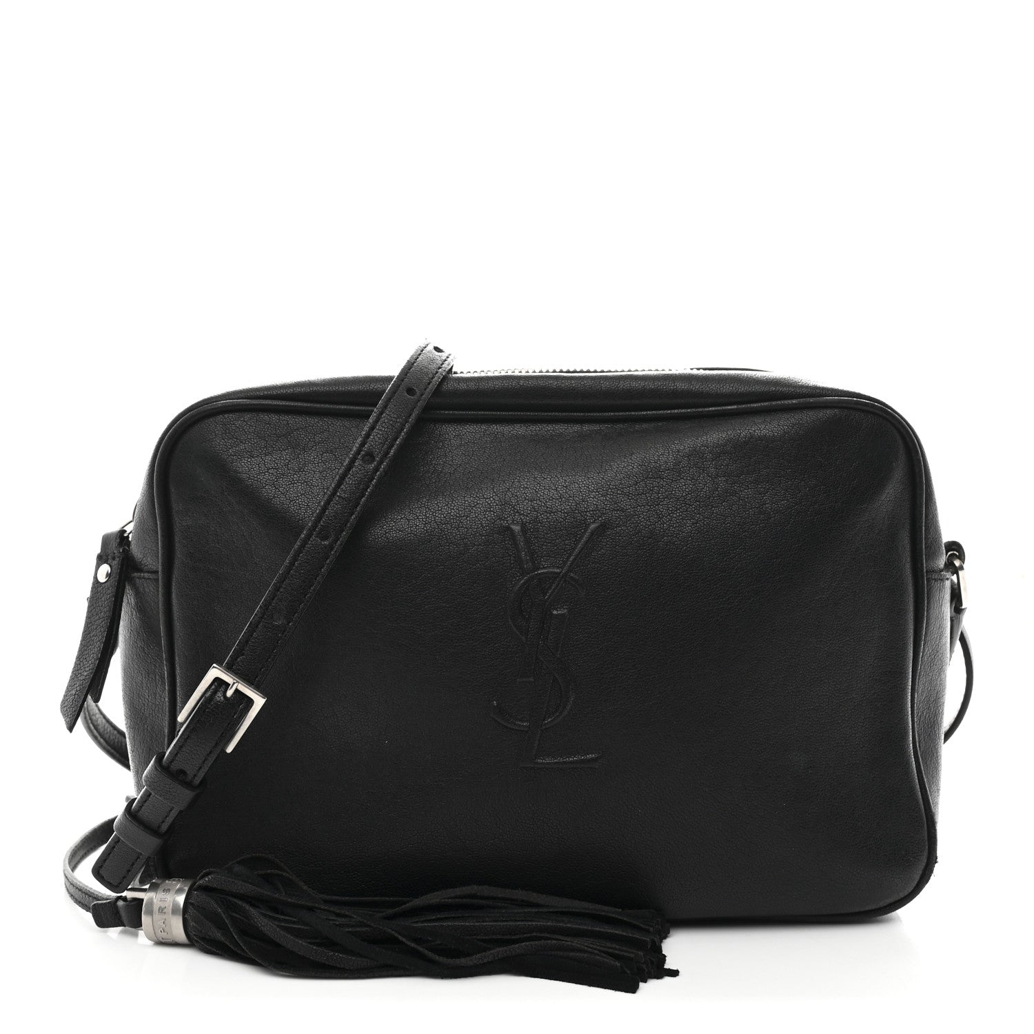 Lambskin Monogram Embossed Small Lou Camera Bag Black