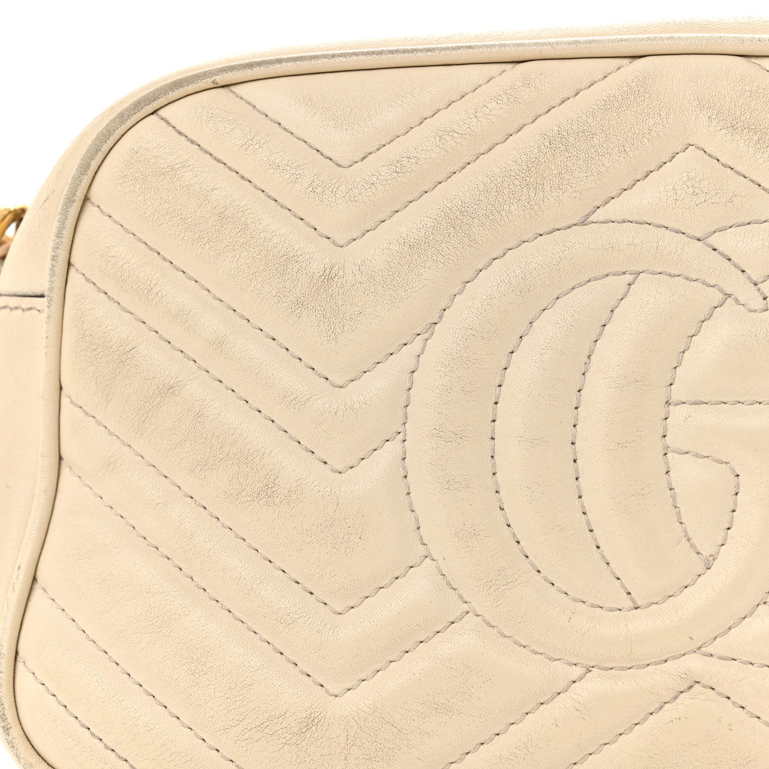 Calfskin Matelasse Small GG Marmont Chain Shoulder Bag White