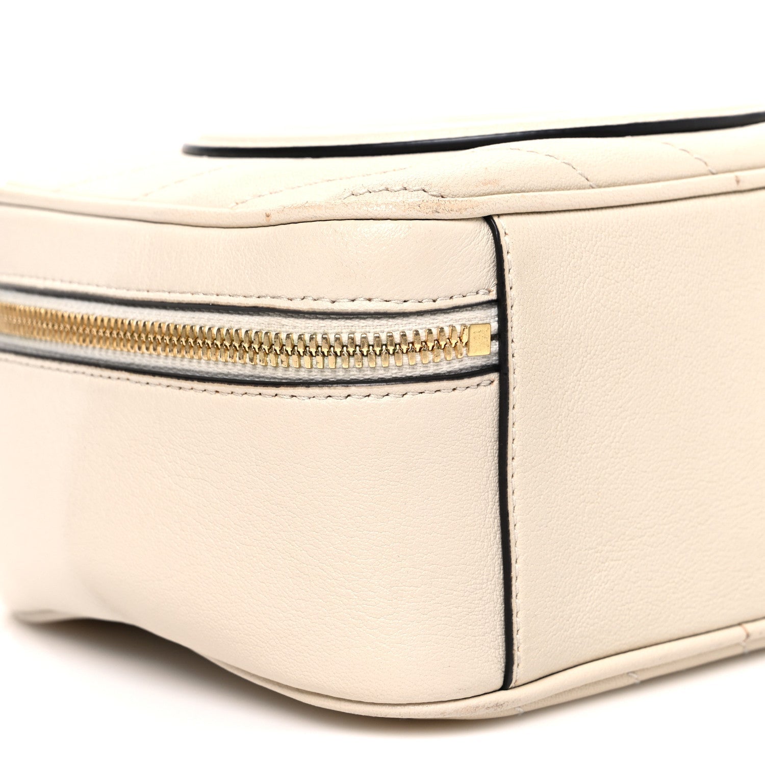 Sakai Be Green Calfskin Diagonal Stitched Blondie Top Handle Bag Mystic White