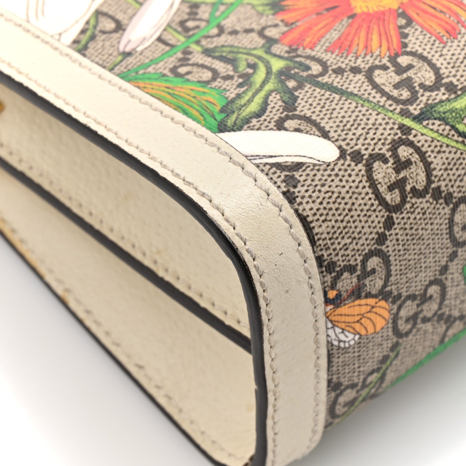 GG Supreme Monogram Flora Web Small Ophidia Chain Shoulder Bag White